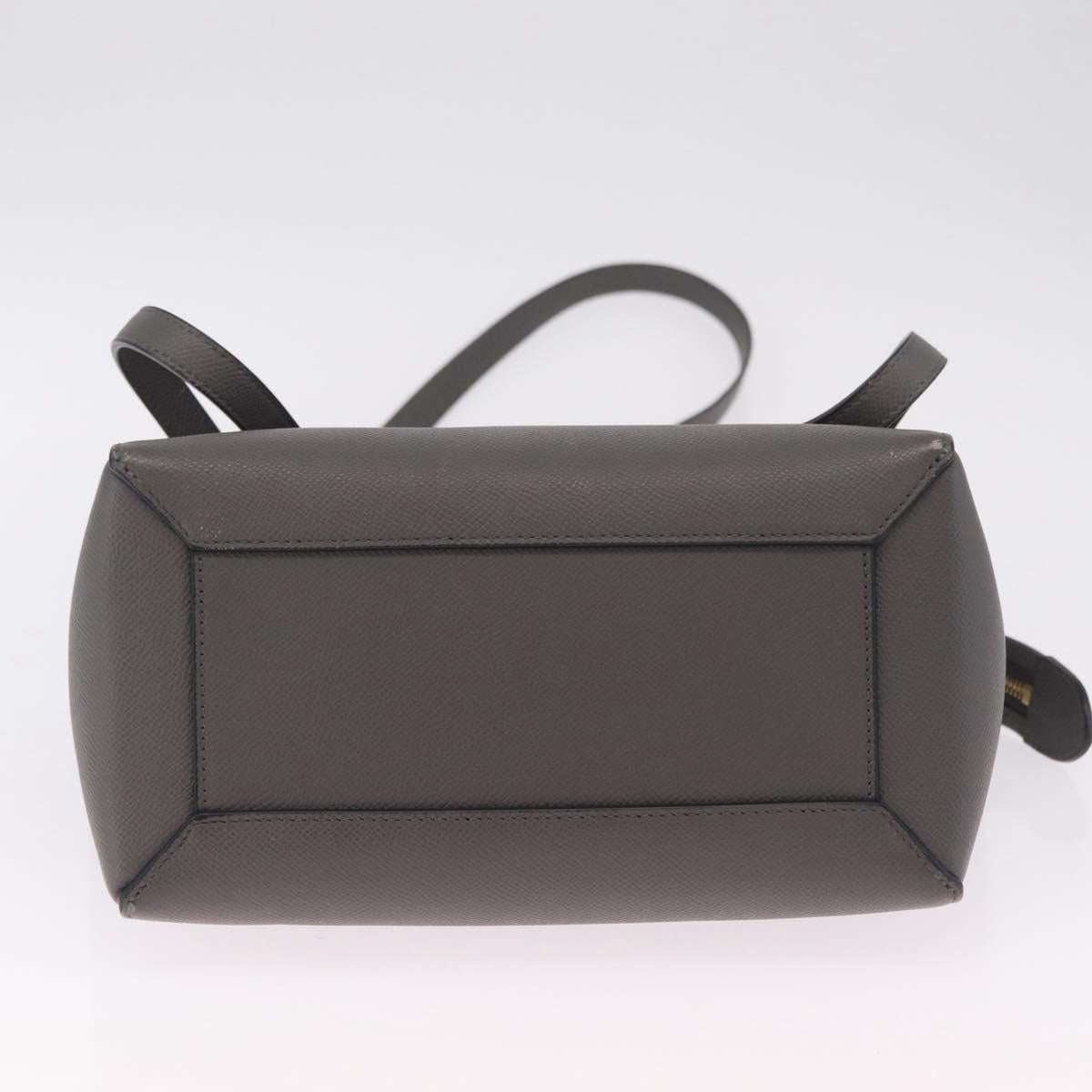 CELINE Micro Belt Hand Bag Leather 2way Gray Gold Auth ep17126V