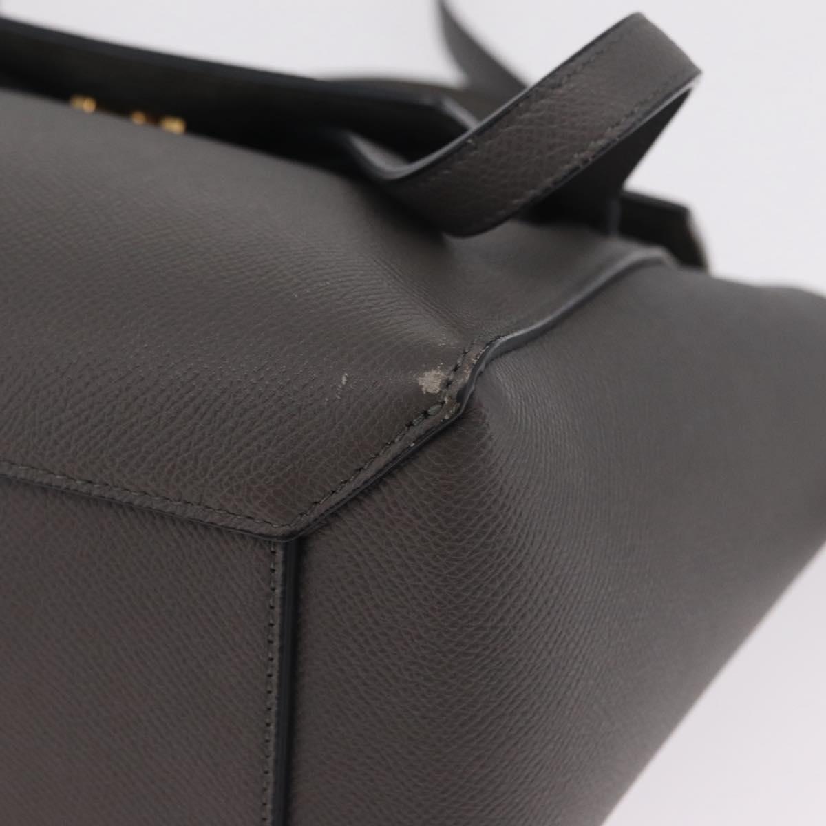 CELINE Micro Belt Hand Bag Leather 2way Gray Gold Auth ep17126V