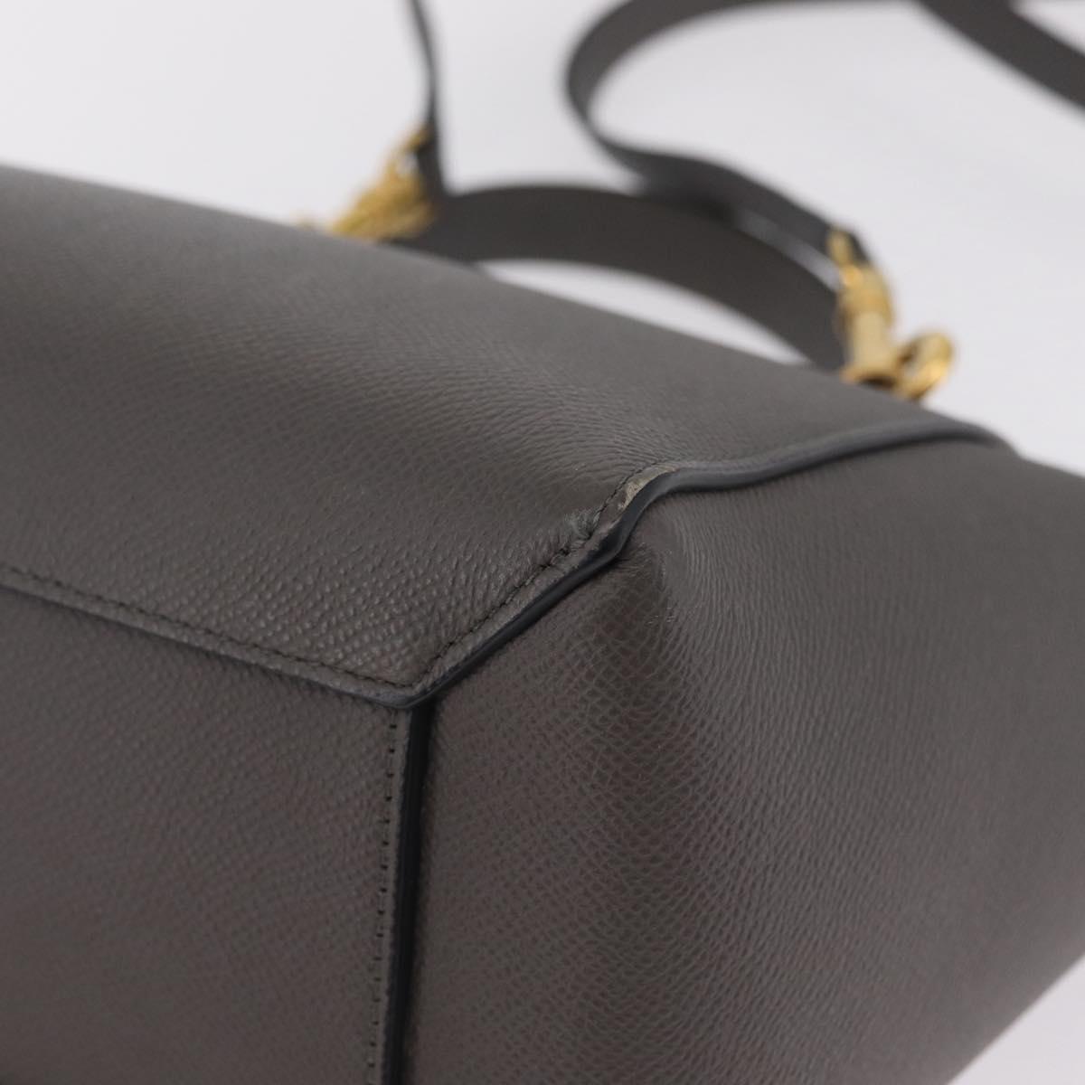 CELINE Micro Belt Hand Bag Leather 2way Gray Gold Auth ep17126V