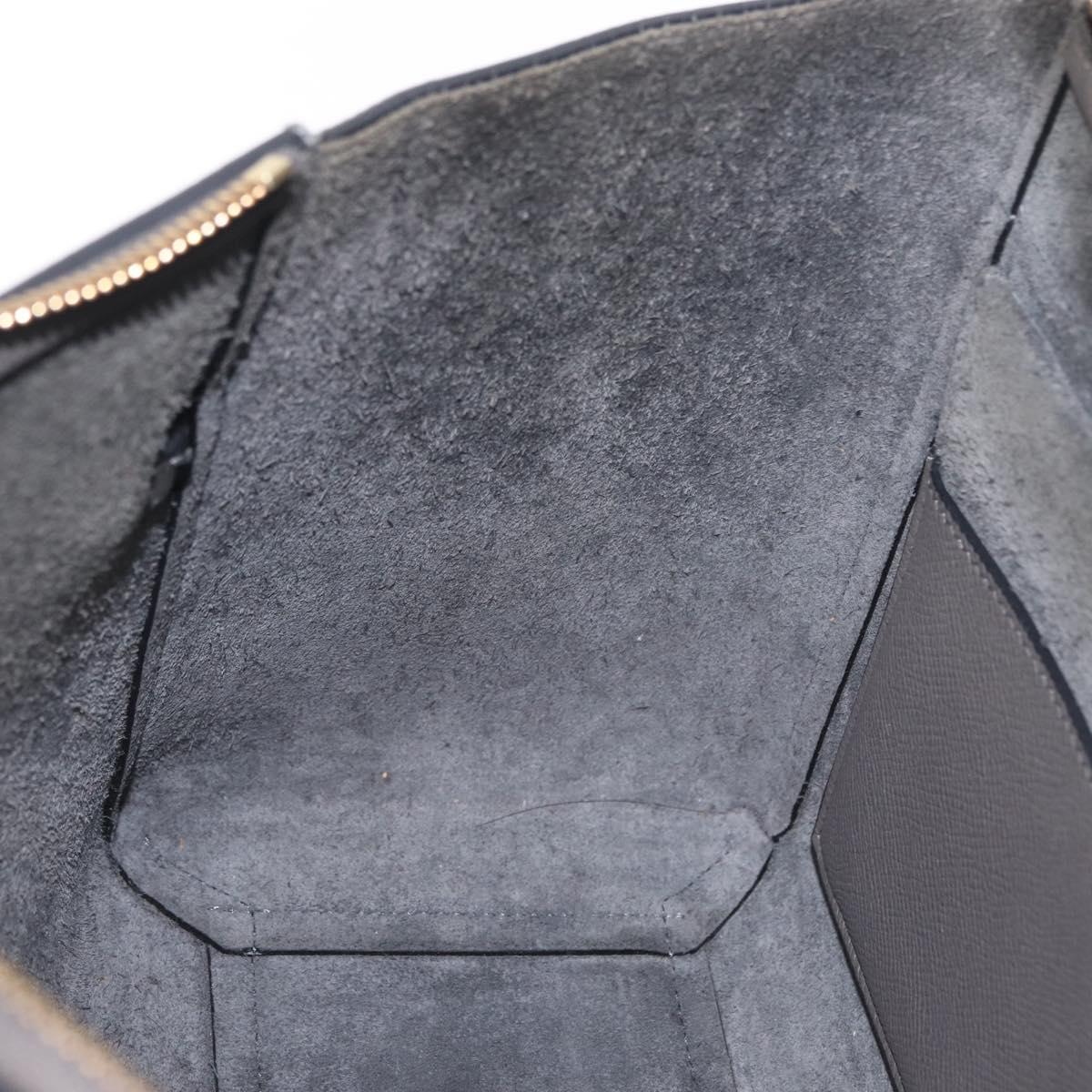 CELINE Micro Belt Hand Bag Leather 2way Gray Gold Auth ep17126V