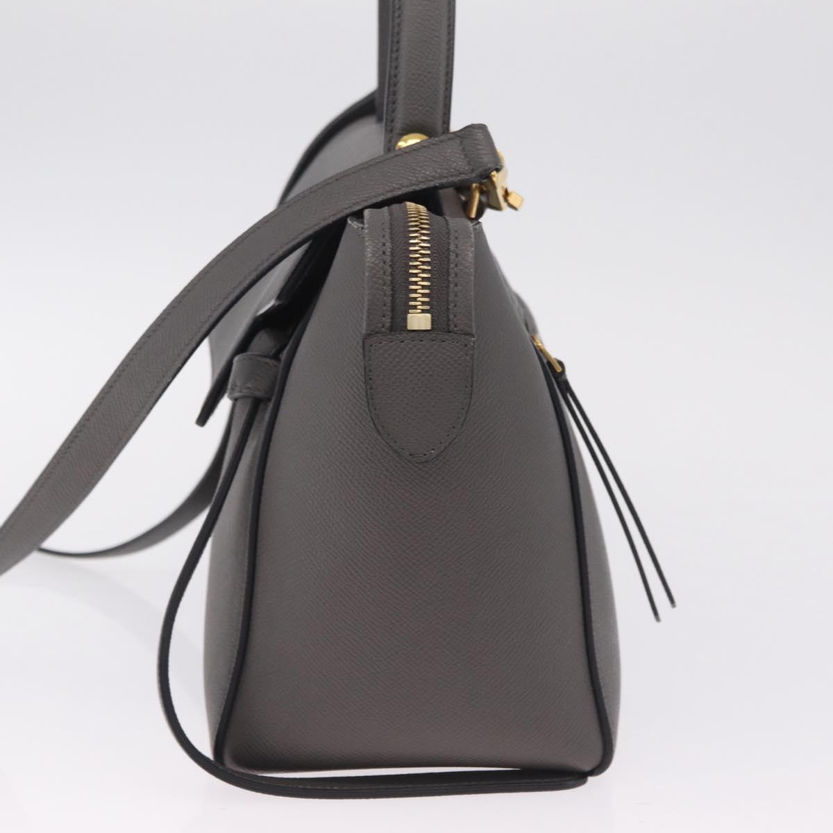 CELINE Micro Belt Hand Bag Leather 2way Gray Gold Auth ep17126V