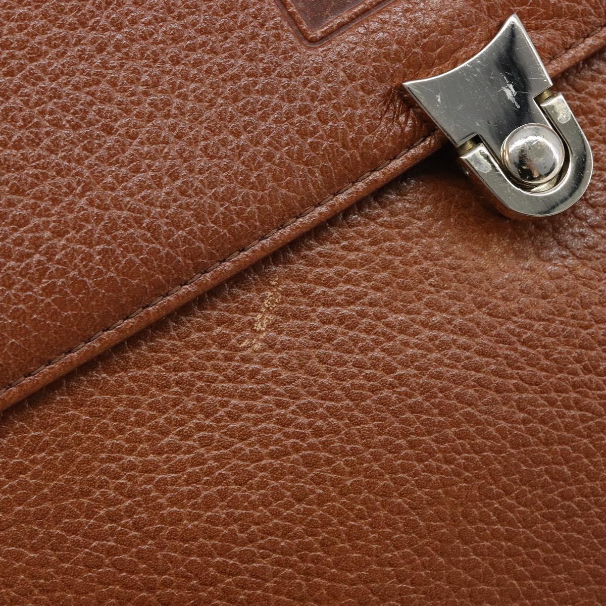 Burberrys Hand Bag Leather Brown Gold Auth ep17148