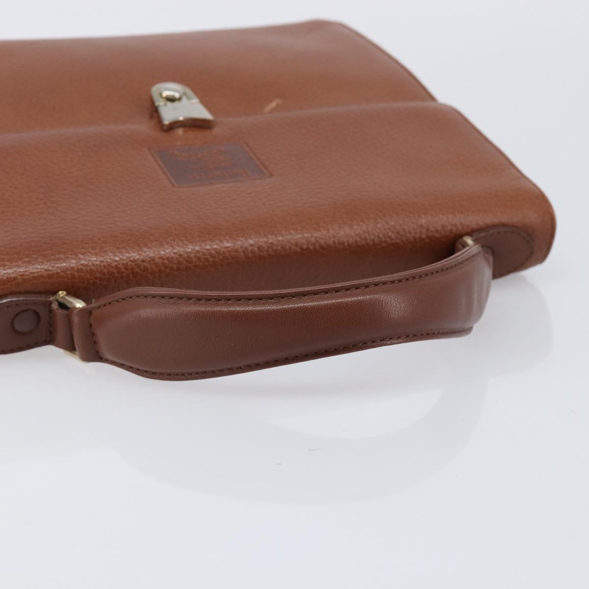Burberrys Hand Bag Leather Brown Gold Auth ep17148