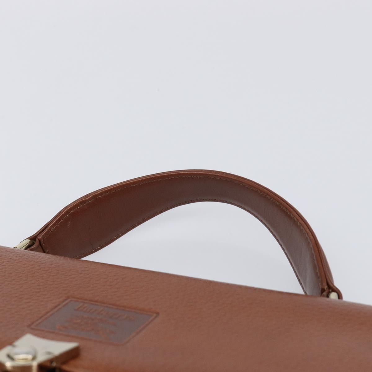 Burberrys Hand Bag Leather Brown Gold Auth ep17148