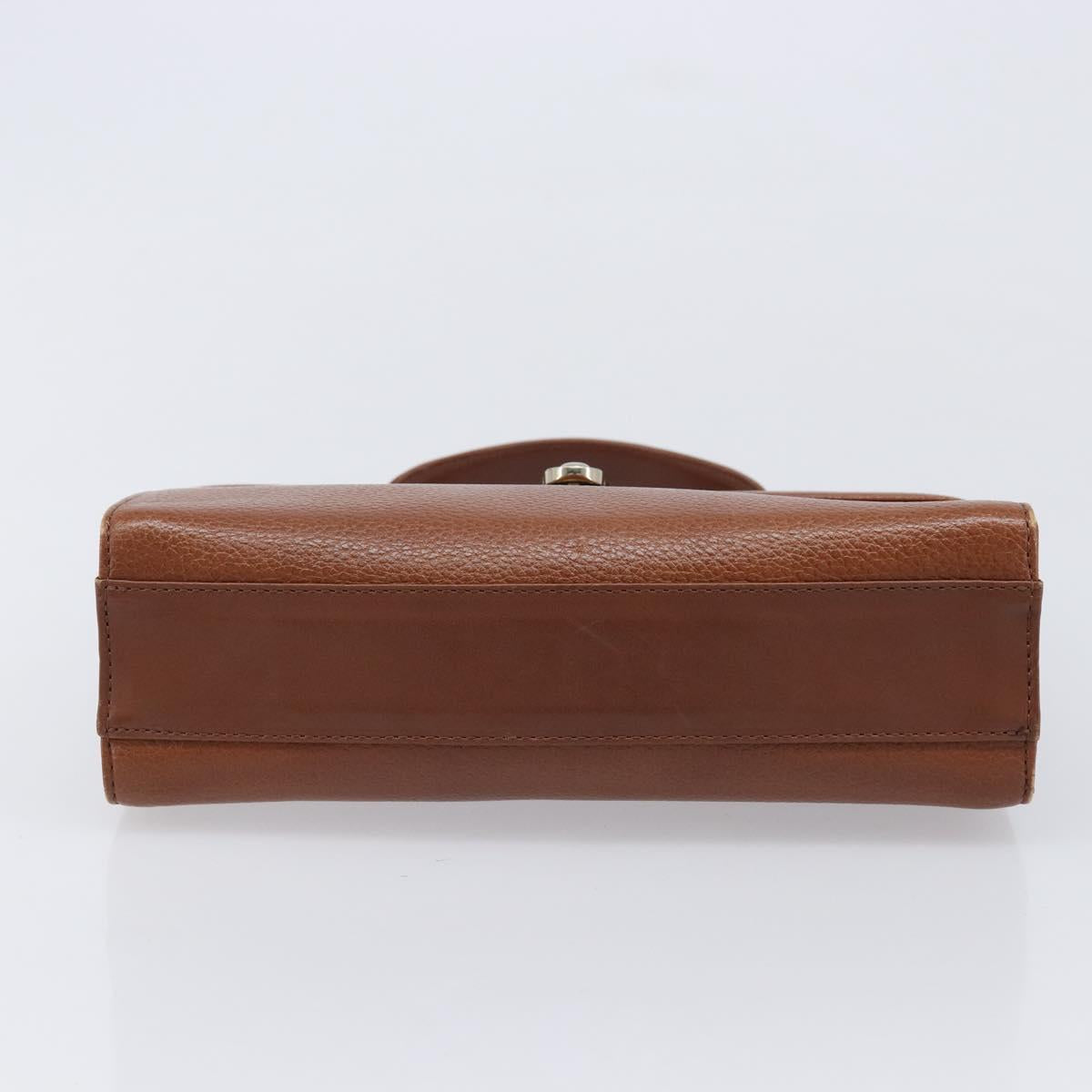 Burberrys Hand Bag Leather Brown Gold Auth ep17148