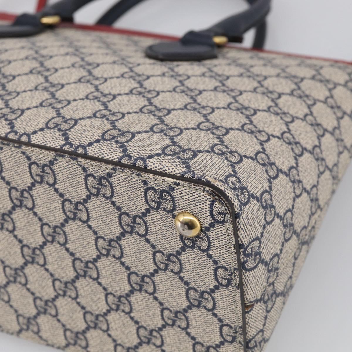 GUCCI GG Supreme Hand Bag PVC 2way Navy Gold 409534 Auth ep17157V