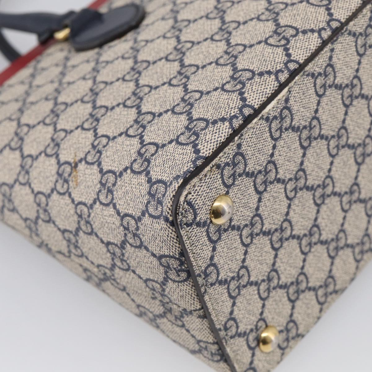 GUCCI GG Supreme Hand Bag PVC 2way Navy Gold 409534 Auth ep17157V