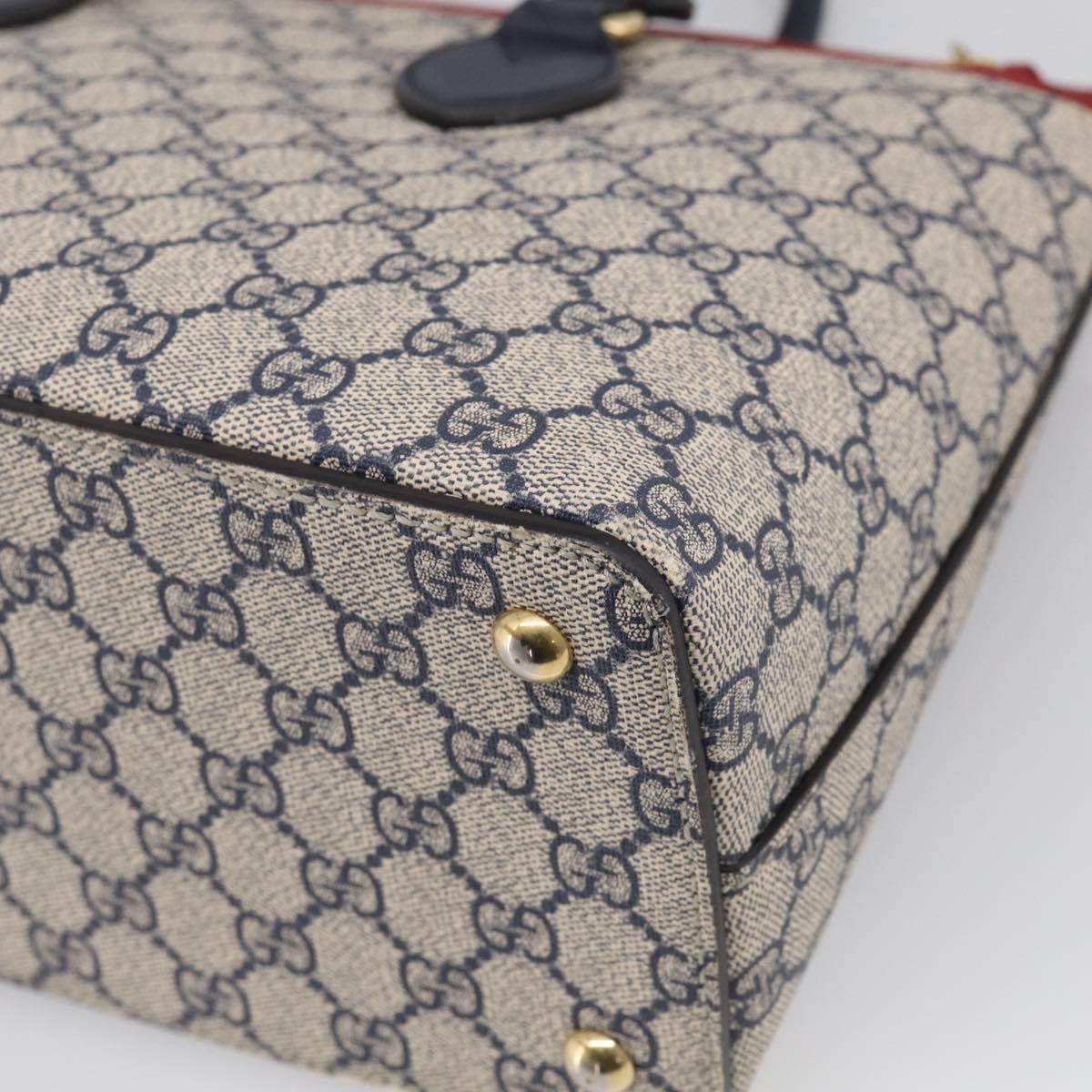 GUCCI GG Supreme Hand Bag PVC 2way Navy Gold 409534 Auth ep17157V