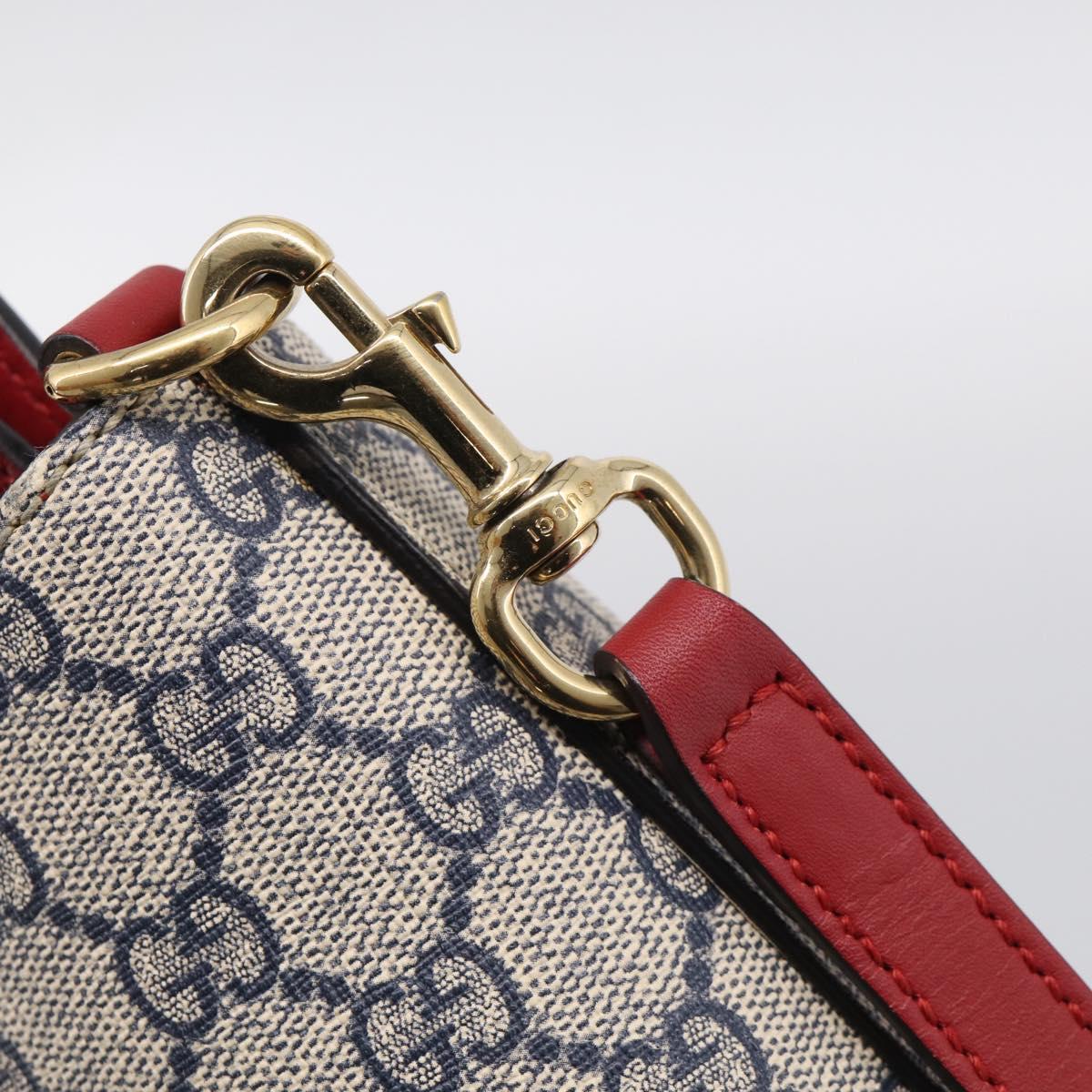 GUCCI GG Supreme Hand Bag PVC 2way Navy Gold 409534 Auth ep17157V