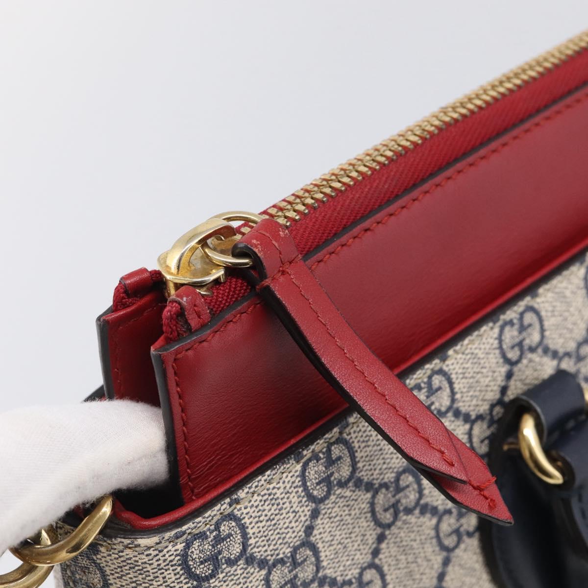 GUCCI GG Supreme Hand Bag PVC 2way Navy Gold 409534 Auth ep17157V