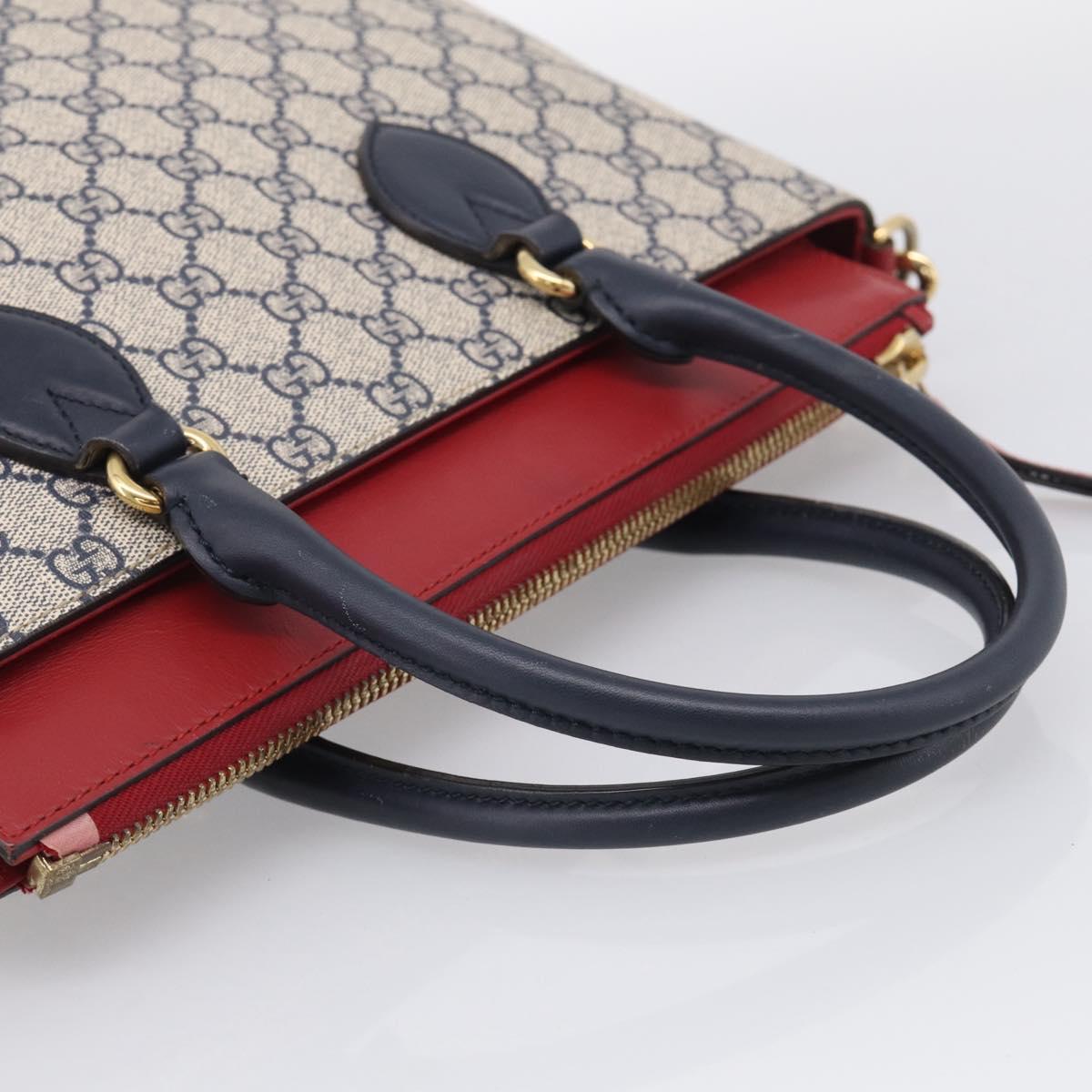 GUCCI GG Supreme Hand Bag PVC 2way Navy Gold 409534 Auth ep17157V