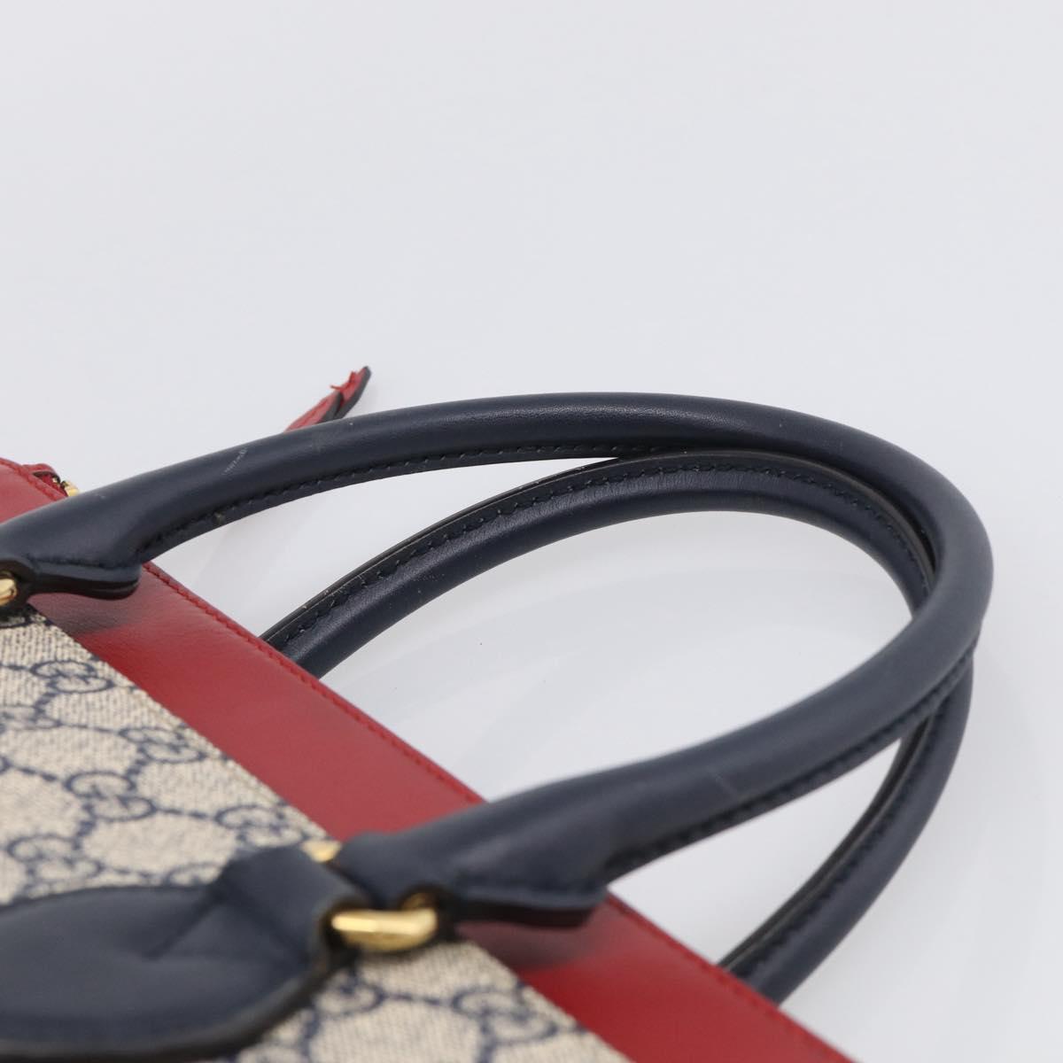 GUCCI GG Supreme Hand Bag PVC 2way Navy Gold 409534 Auth ep17157V