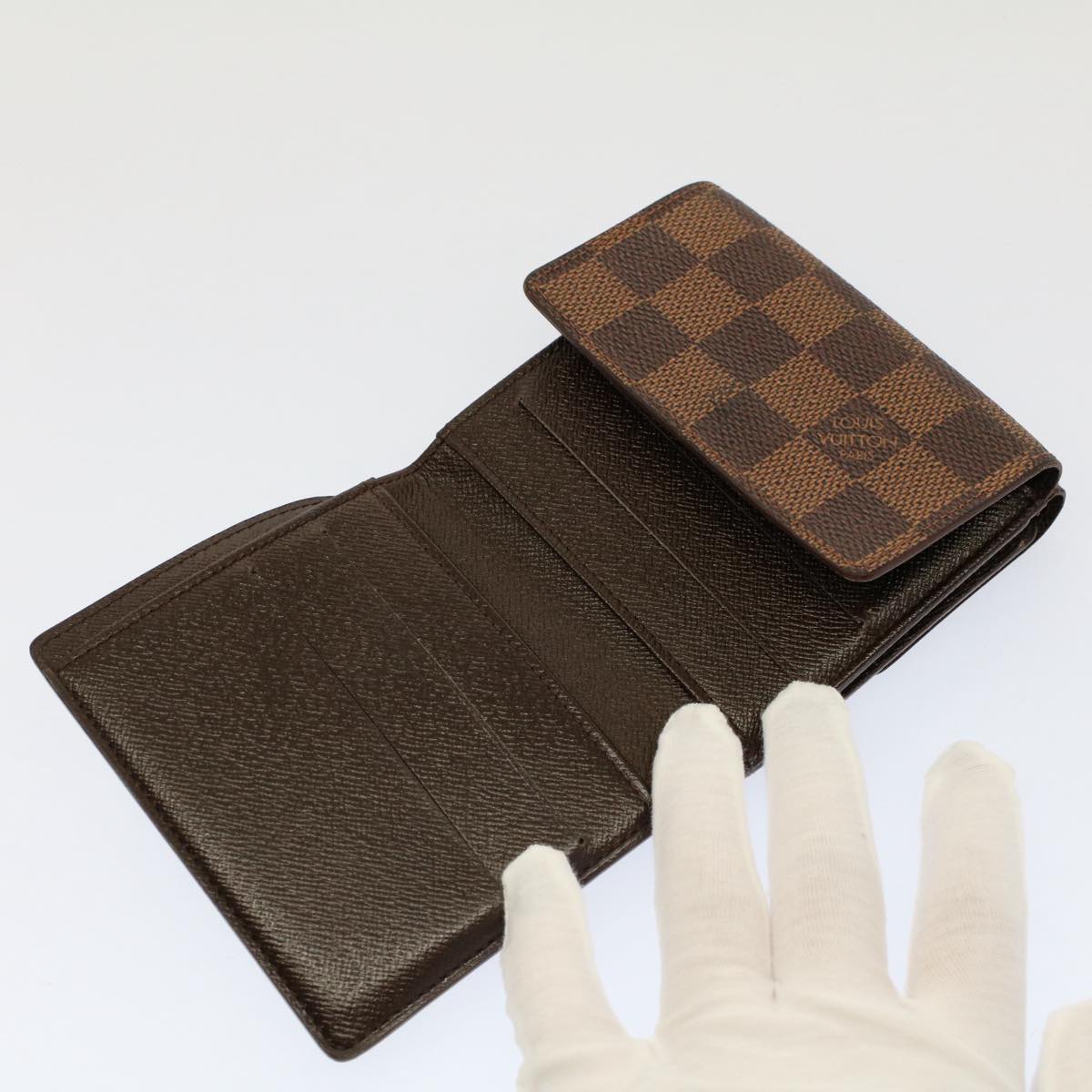 LOUIS VUITTON Damier Ebene Porte Monnaie Billets Cartes N61652 LV Auth ep1721