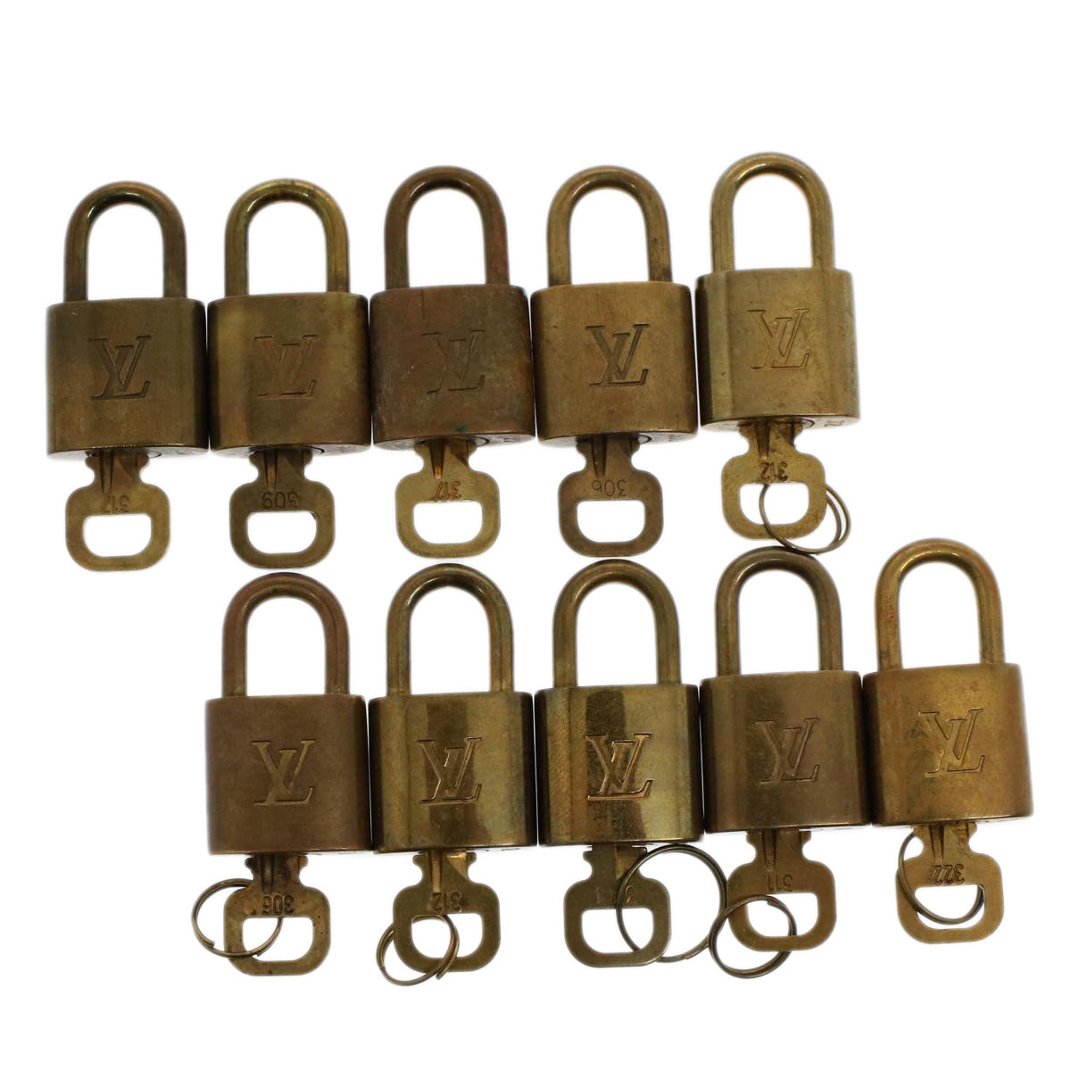 LOUIS VUITTON Padlock 10set Gold Tone LV Auth ep1723