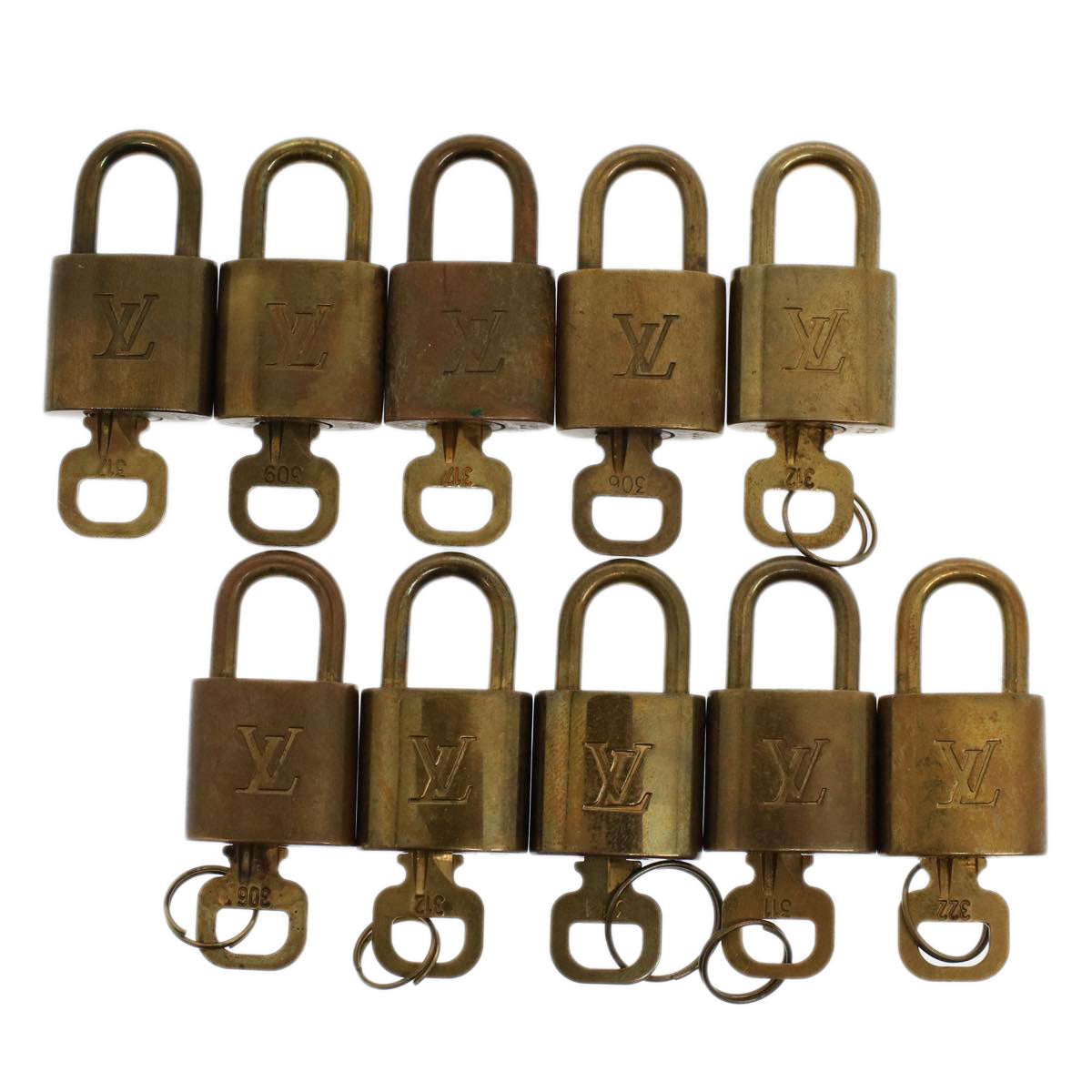 LOUIS VUITTON Padlock 10set Gold Tone LV Auth ep1723