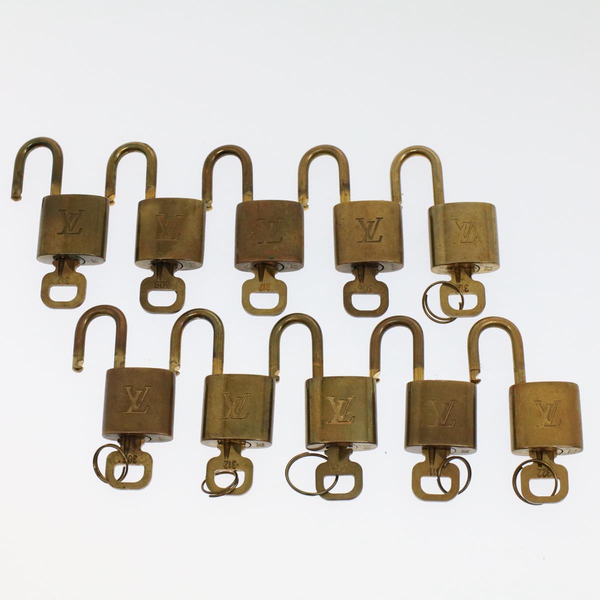 LOUIS VUITTON Padlock 10set Gold Tone LV Auth ep1723