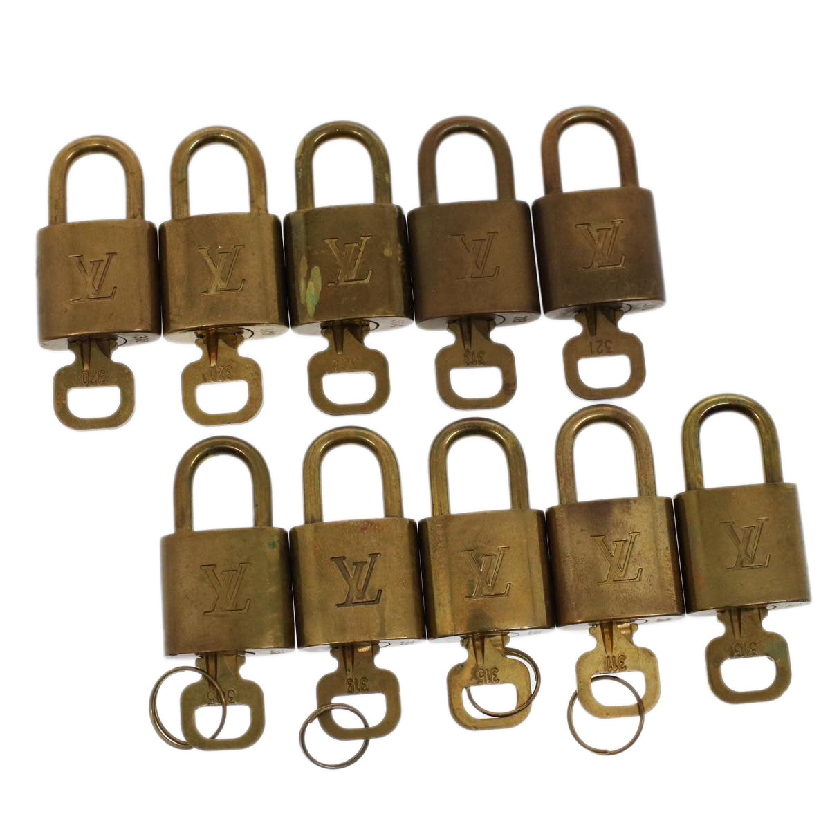 LOUIS VUITTON Padlock 10set Gold Tone LV Auth ep1724