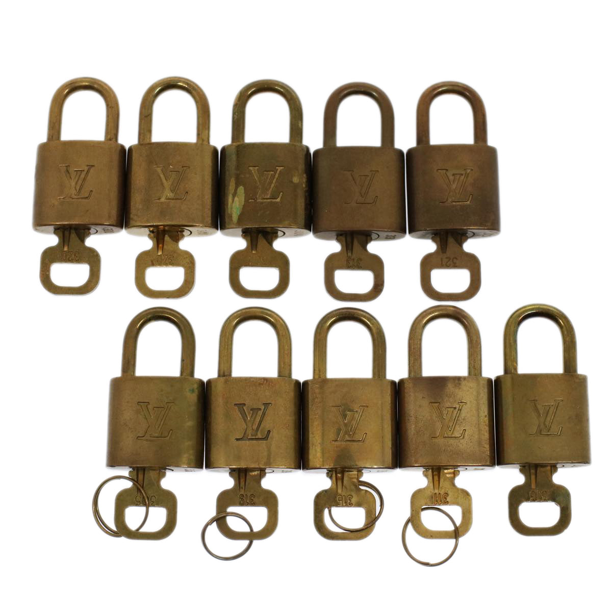 LOUIS VUITTON Padlock 10set Gold Tone LV Auth ep1724