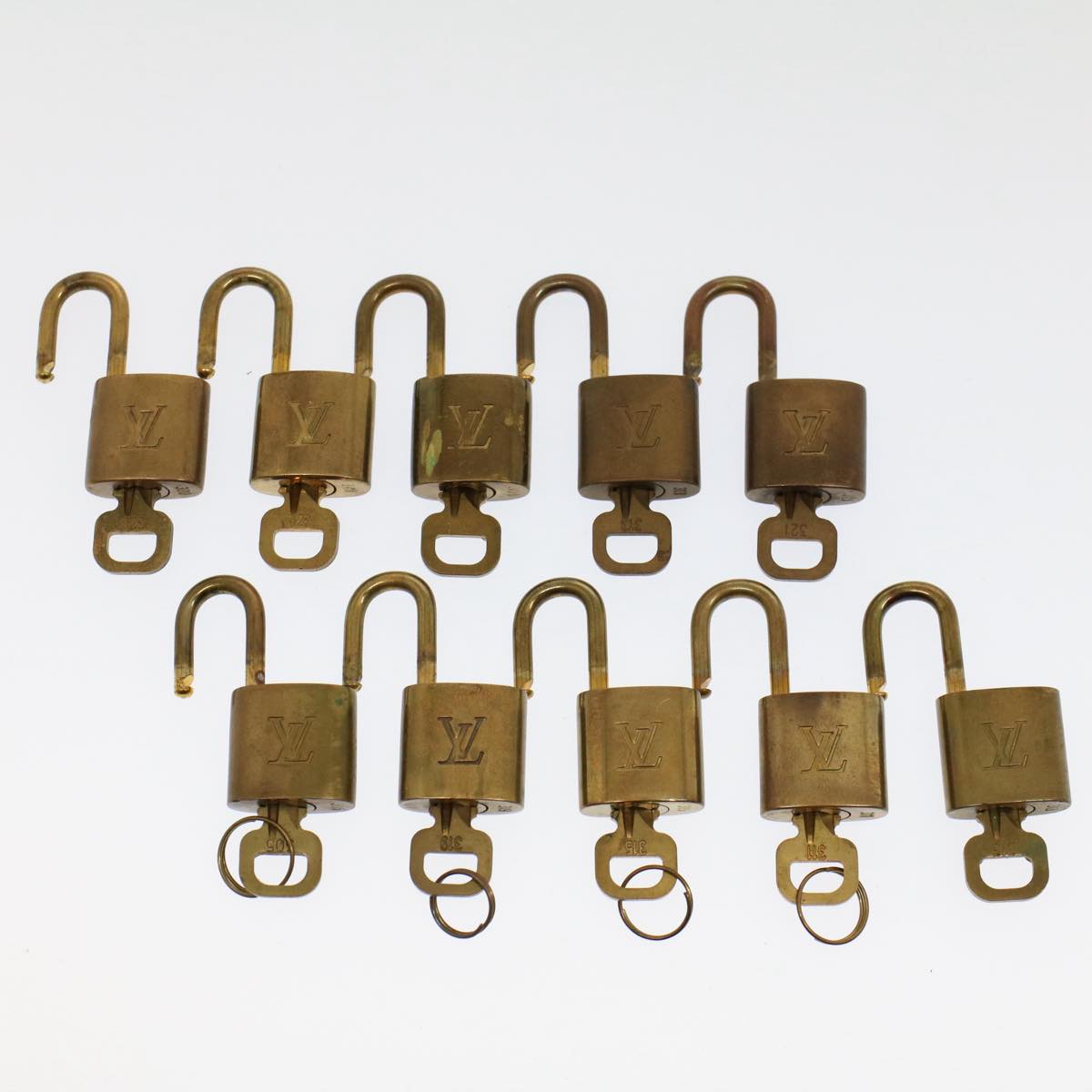 LOUIS VUITTON Padlock 10set Gold Tone LV Auth ep1724