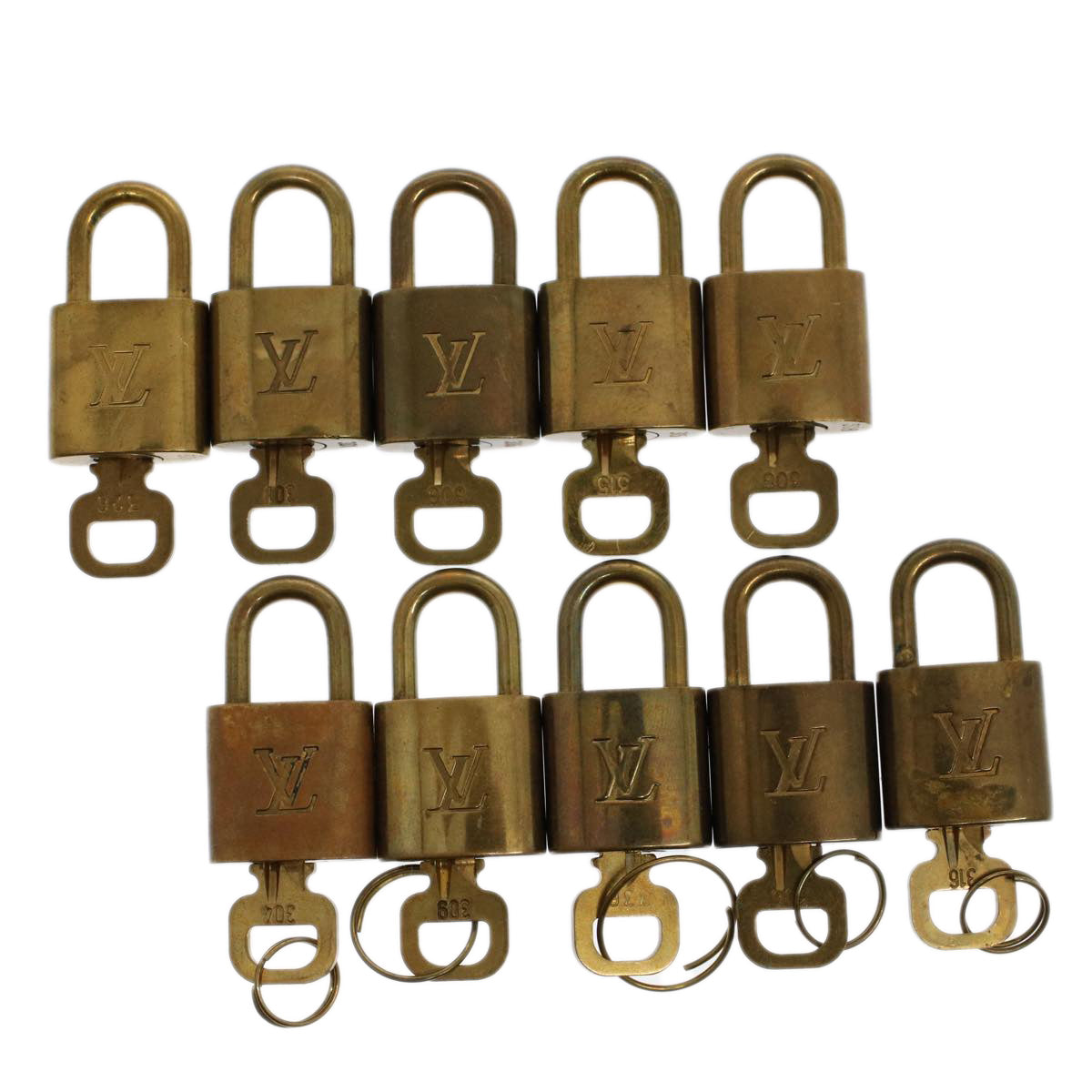 LOUIS VUITTON Padlock 10set Gold Tone LV Auth ep1725