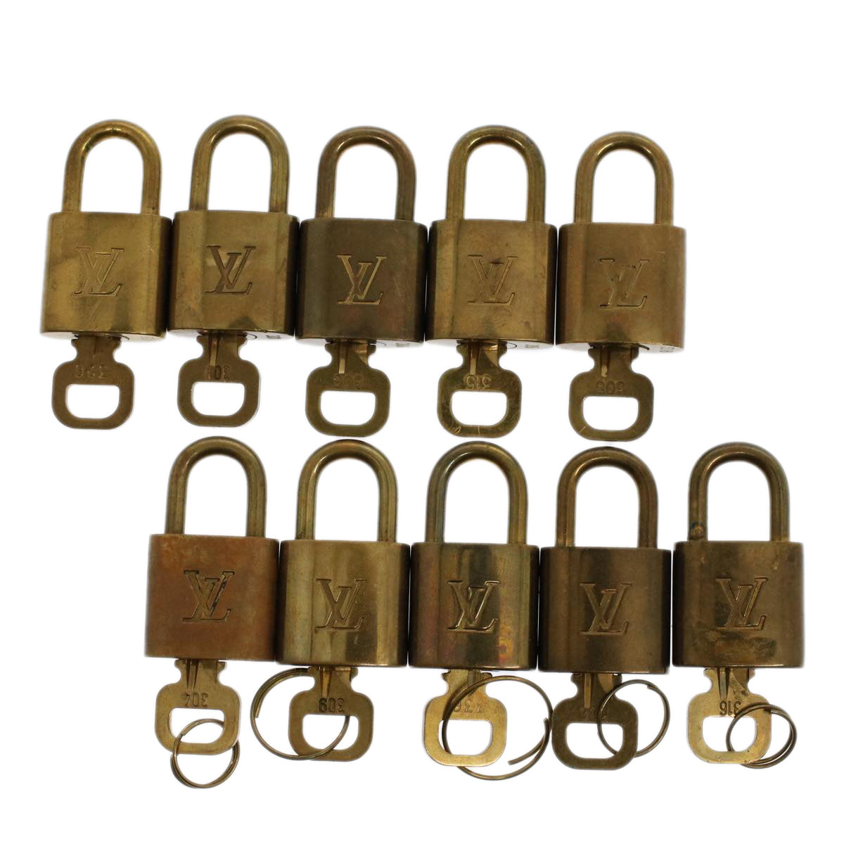 LOUIS VUITTON Padlock 10set Gold Tone LV Auth ep1725