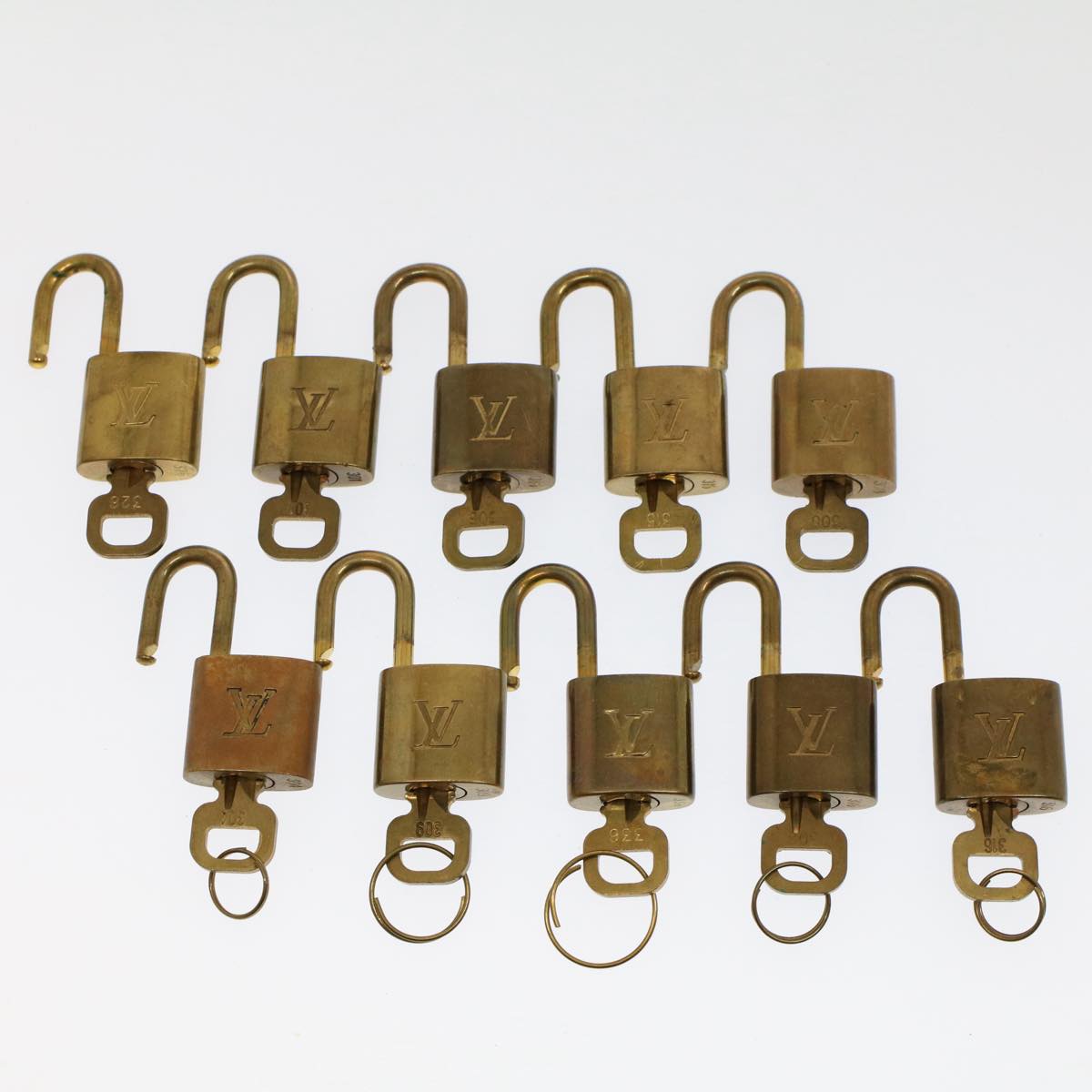 LOUIS VUITTON Padlock 10set Gold Tone LV Auth ep1725