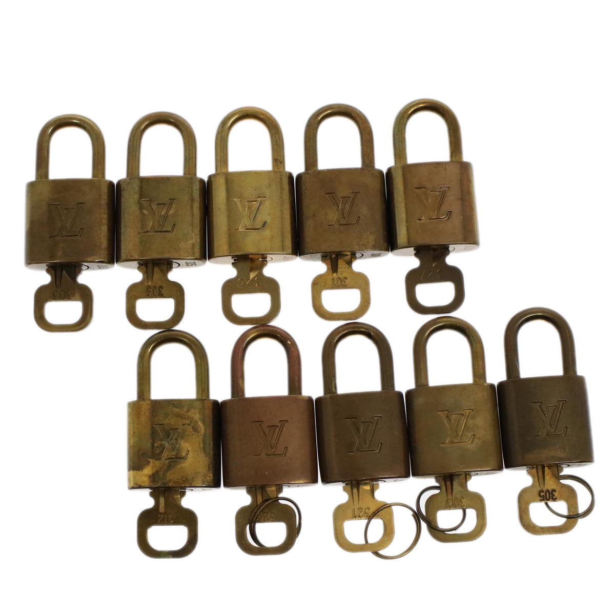 LOUIS VUITTON Padlock 10set Gold Tone LV Auth ep1728