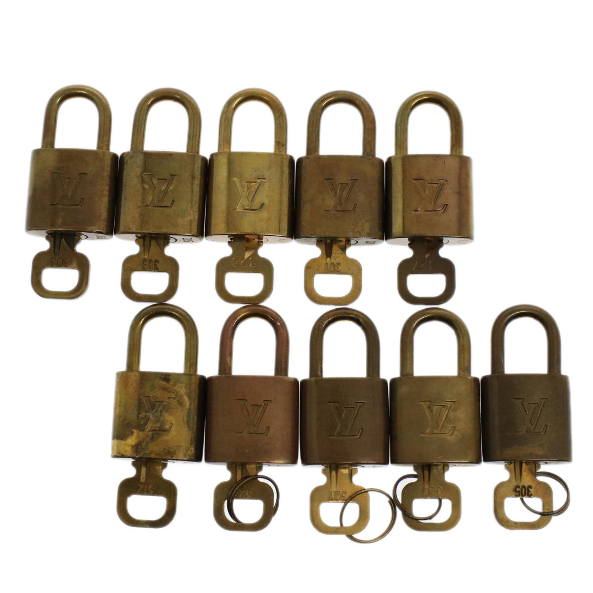 LOUIS VUITTON Padlock 10set Gold Tone LV Auth ep1728