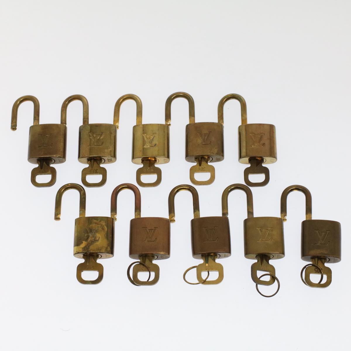 LOUIS VUITTON Padlock 10set Gold Tone LV Auth ep1728