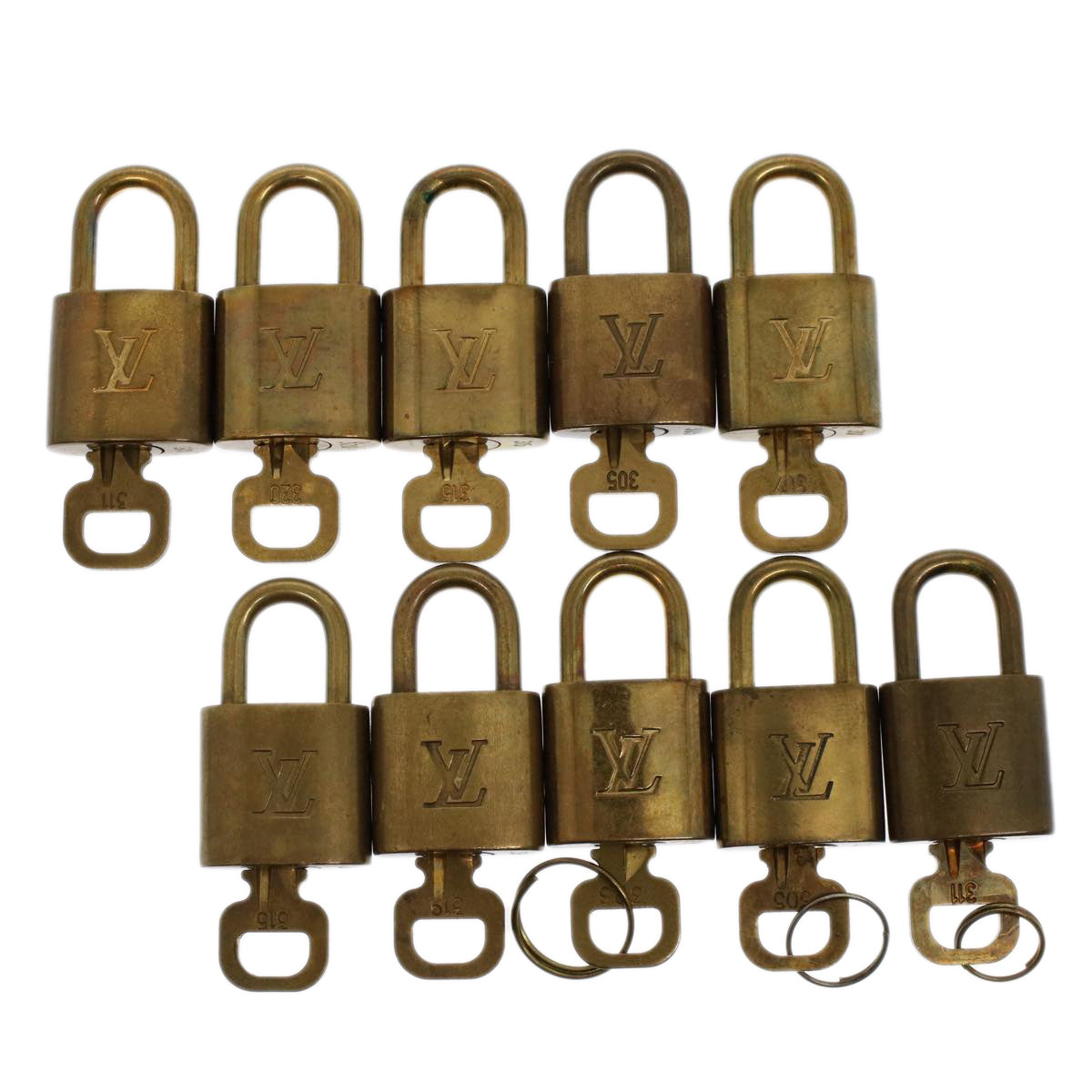 LOUIS VUITTON Padlock 10set Gold Tone LV Auth ep1729