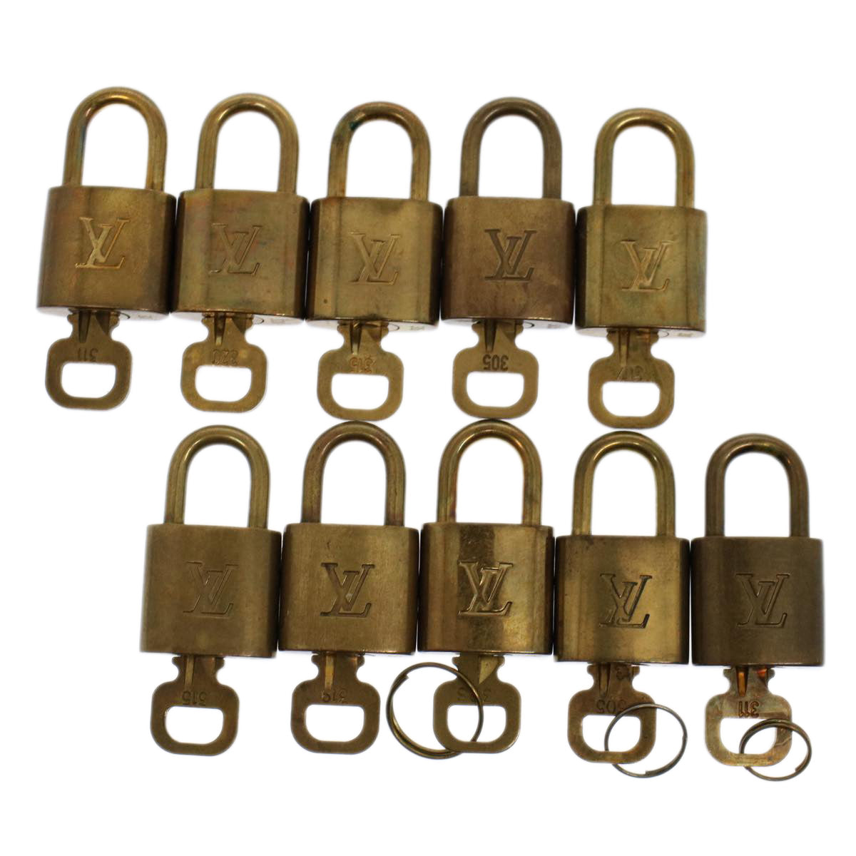 LOUIS VUITTON Padlock 10set Gold Tone LV Auth ep1729