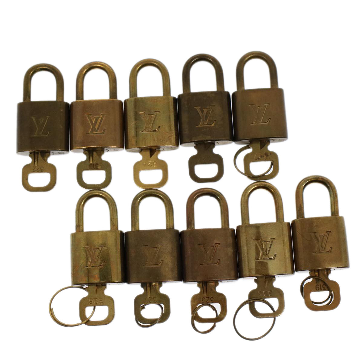 LOUIS VUITTON Padlock 10set Gold Tone LV Auth ep1731