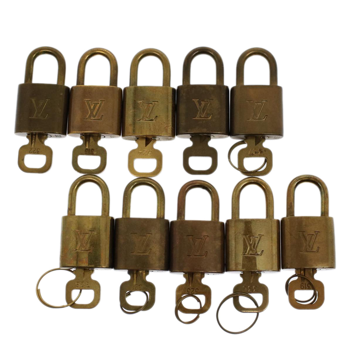 LOUIS VUITTON Padlock 10set Gold Tone LV Auth ep1731