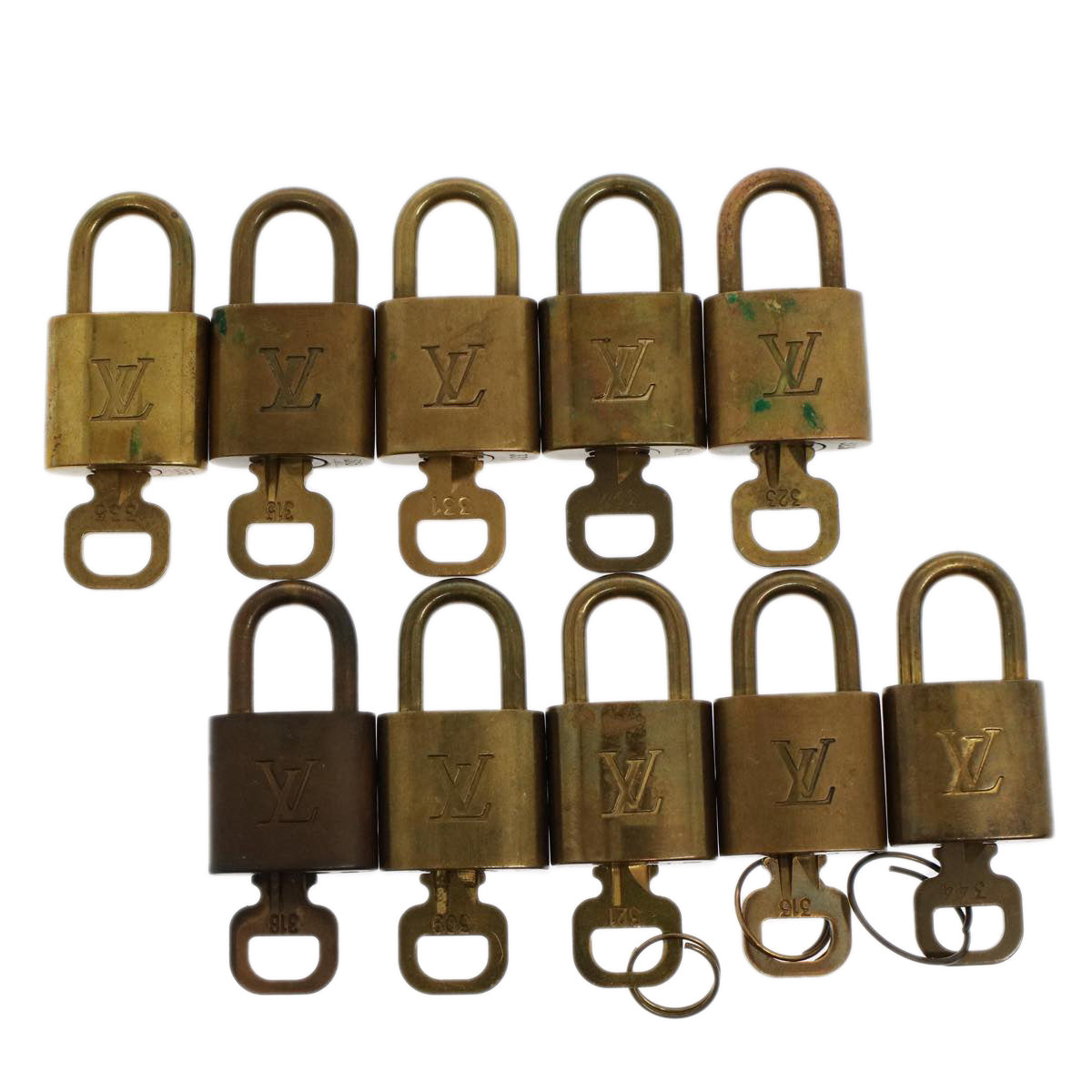 LOUIS VUITTON Padlock 10set Gold Tone LV Auth ep1732