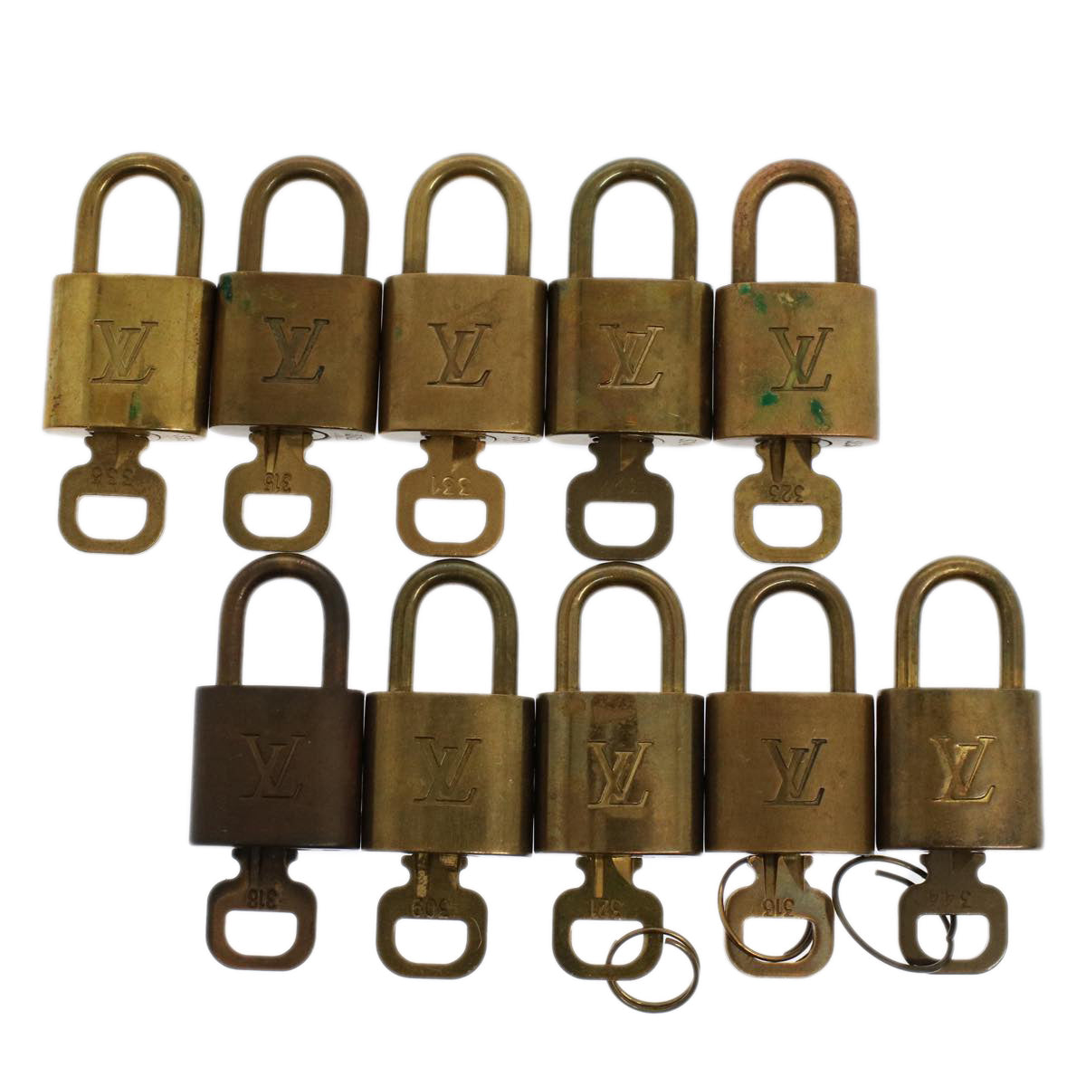 LOUIS VUITTON Padlock 10set Gold Tone LV Auth ep1732