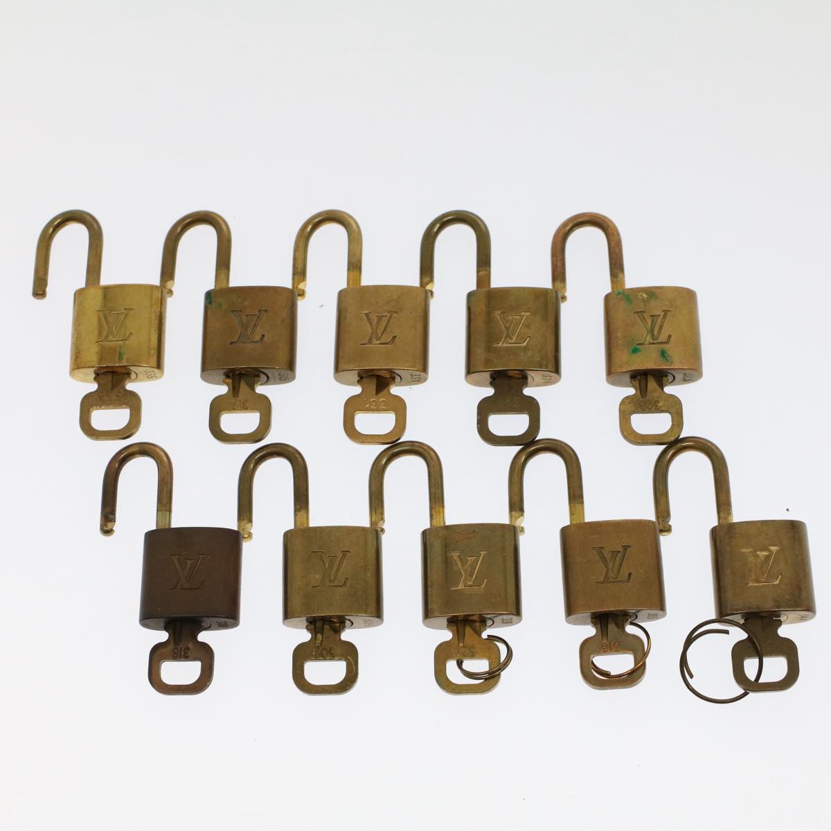 LOUIS VUITTON Padlock 10set Gold Tone LV Auth ep1732