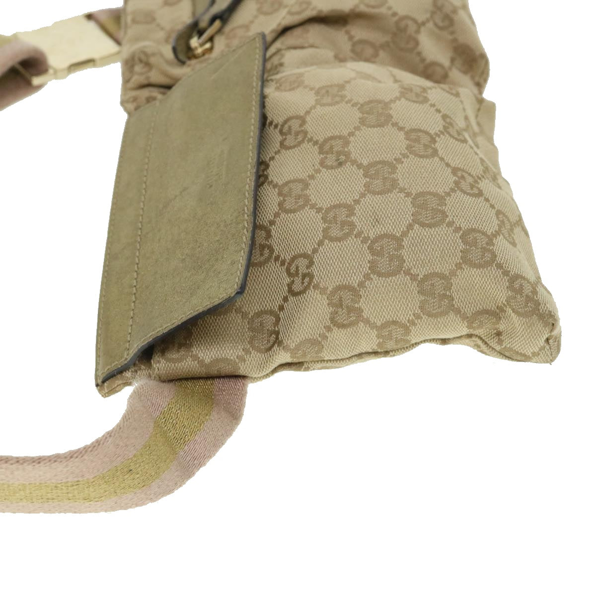 GUCCI GG Canvas Sherry Line Waist bag Beige Gold pink 28566 Auth ep1738