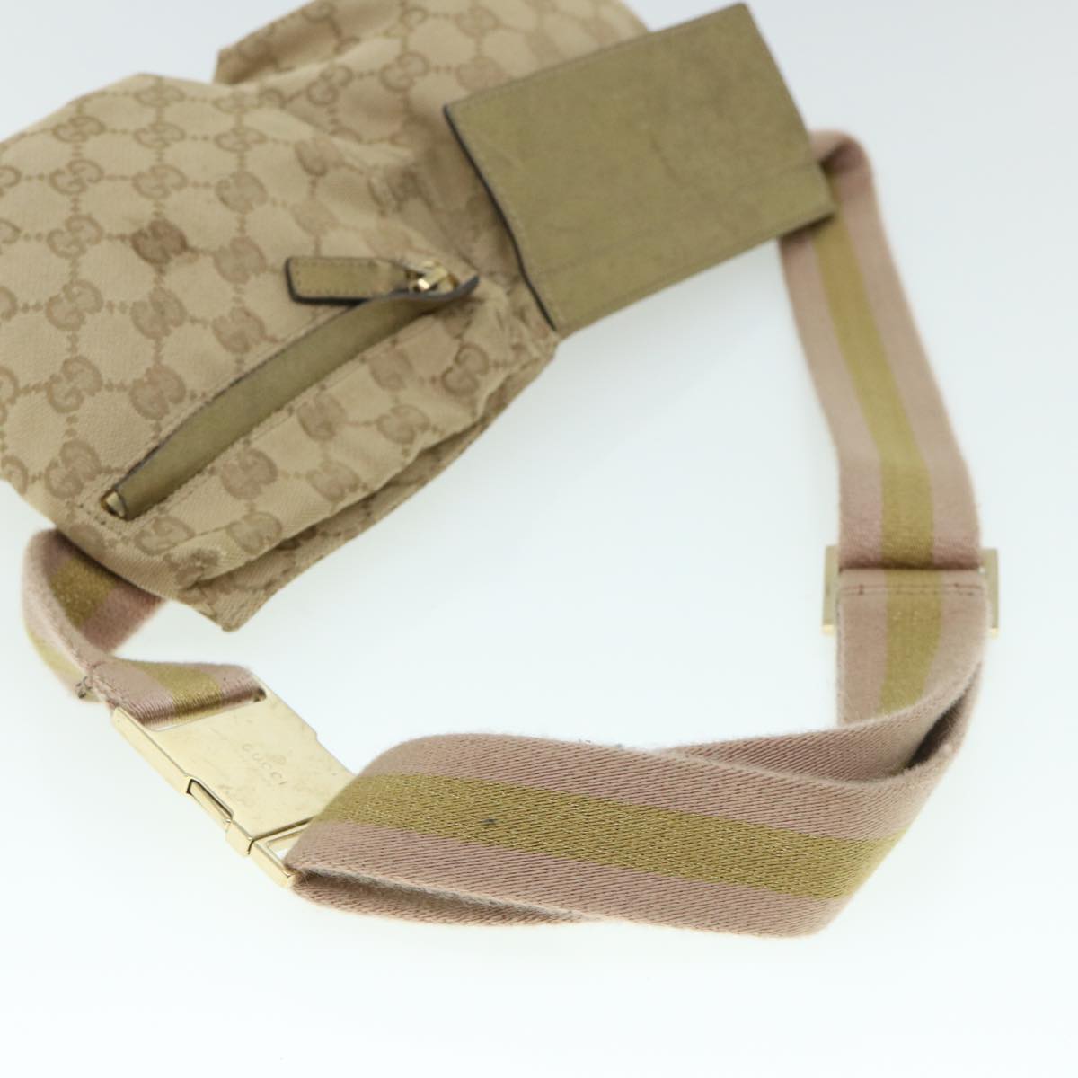 GUCCI GG Canvas Sherry Line Waist bag Beige Gold pink 28566 Auth ep1738