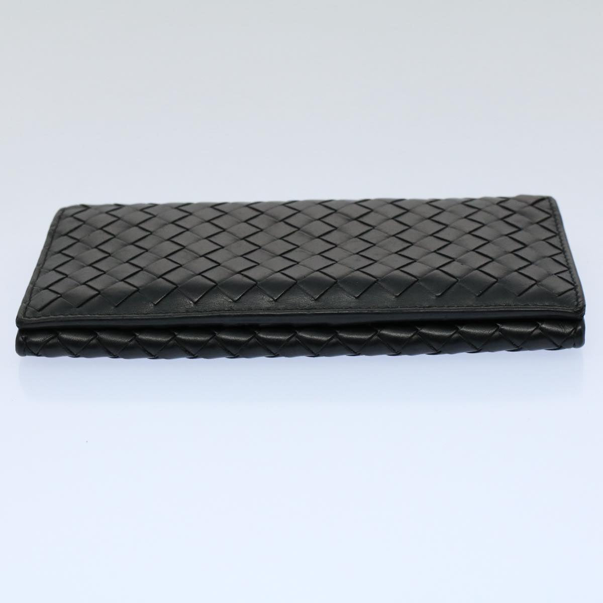 BOTTEGAVENETA INTRECCIATO Long Wallet Leather Black Auth ep1751