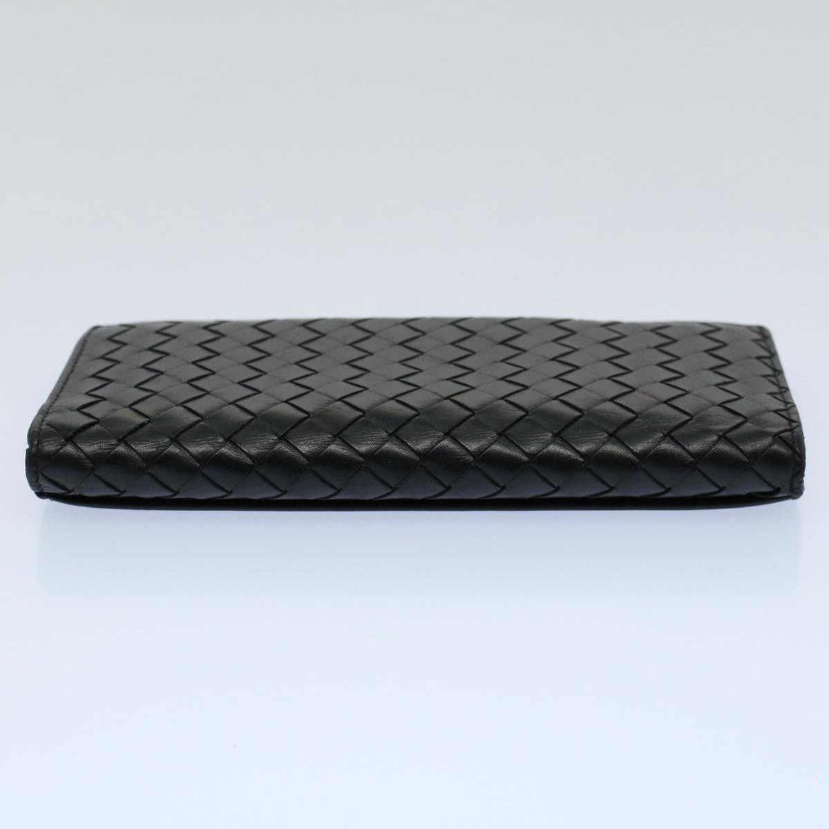 BOTTEGAVENETA INTRECCIATO Long Wallet Leather Black Auth ep1751