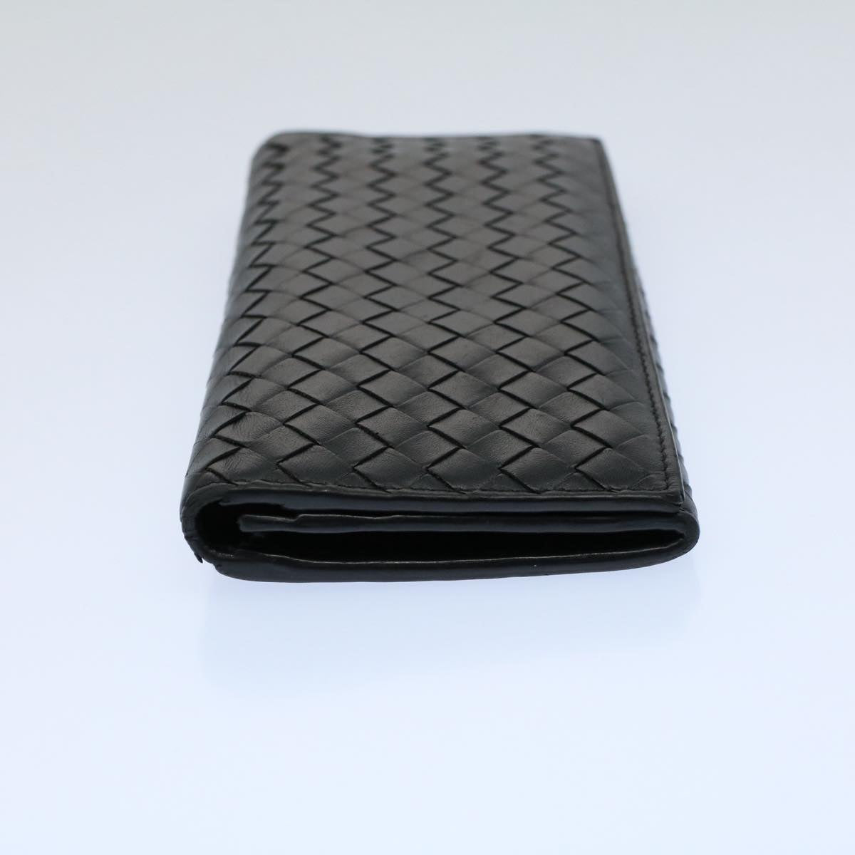 BOTTEGAVENETA INTRECCIATO Long Wallet Leather Black Auth ep1751