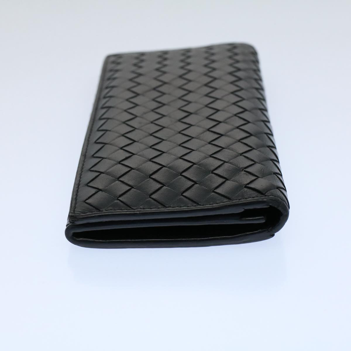 BOTTEGAVENETA INTRECCIATO Long Wallet Leather Black Auth ep1751