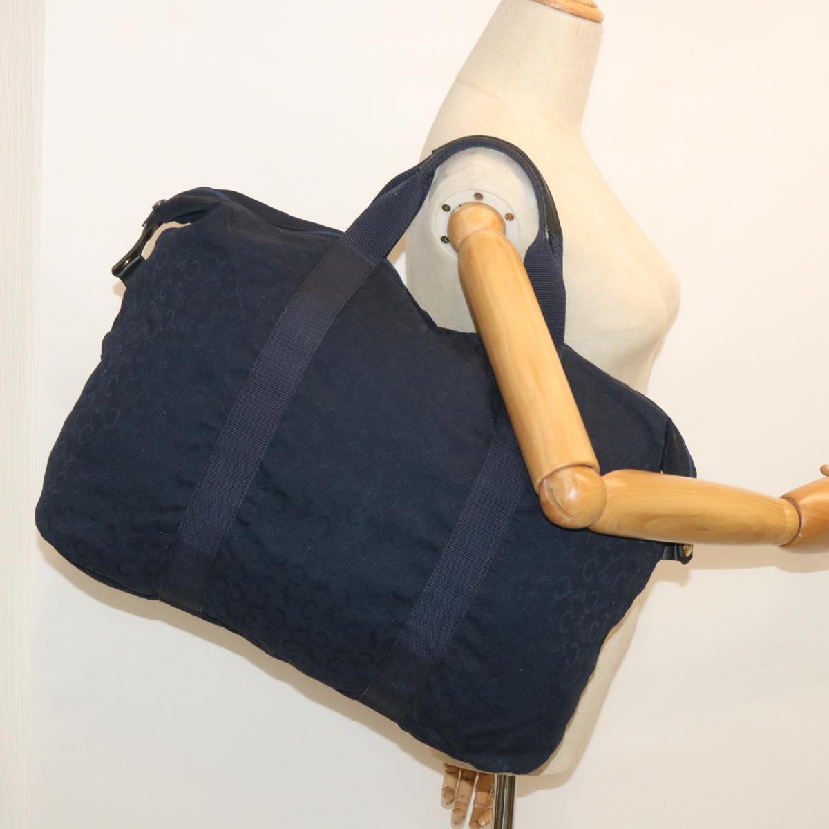 CELINE C Macadam Canvas Boston Bag Navy Auth ep1860