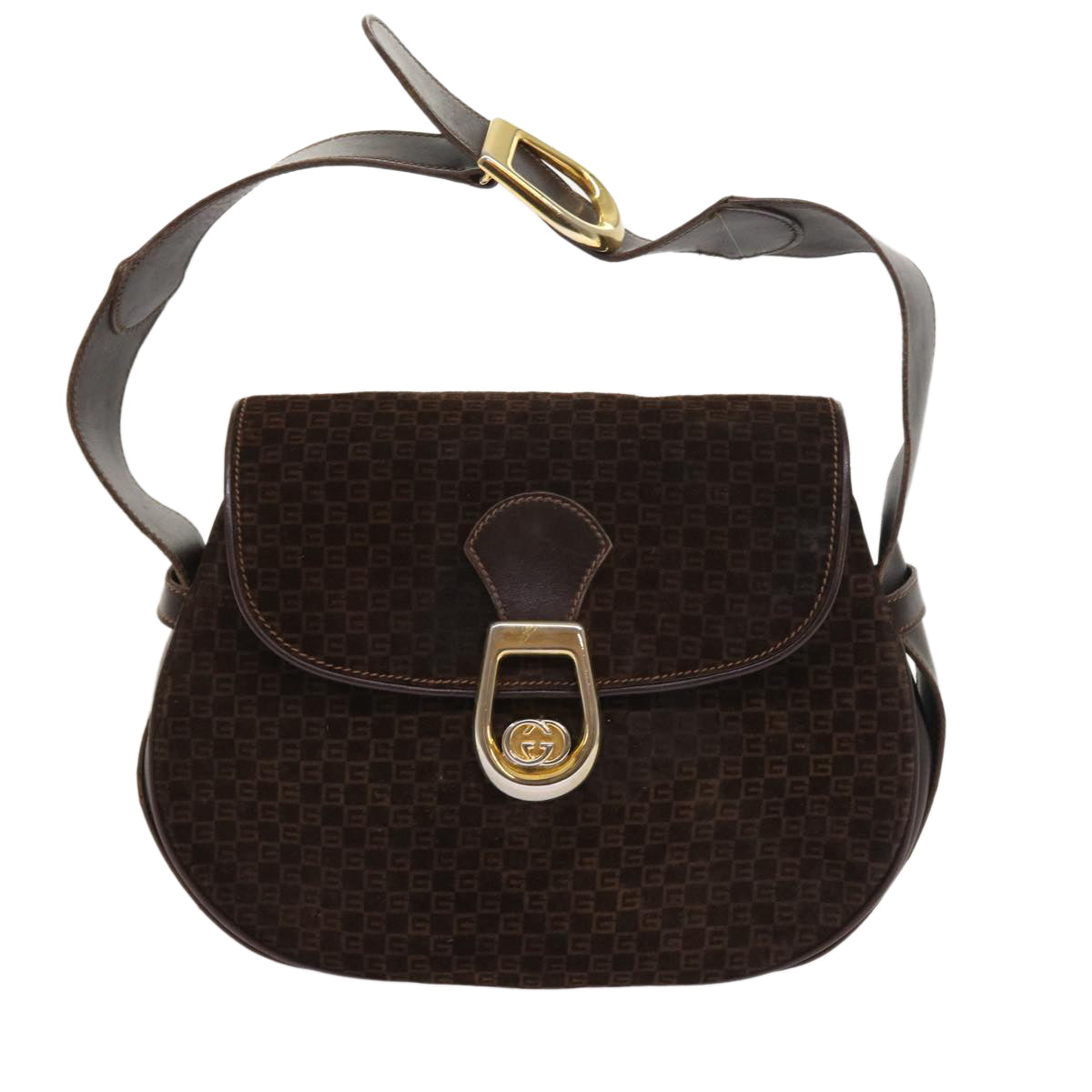 GUCCI Shoulder Bag Suede Brown Auth ep1864