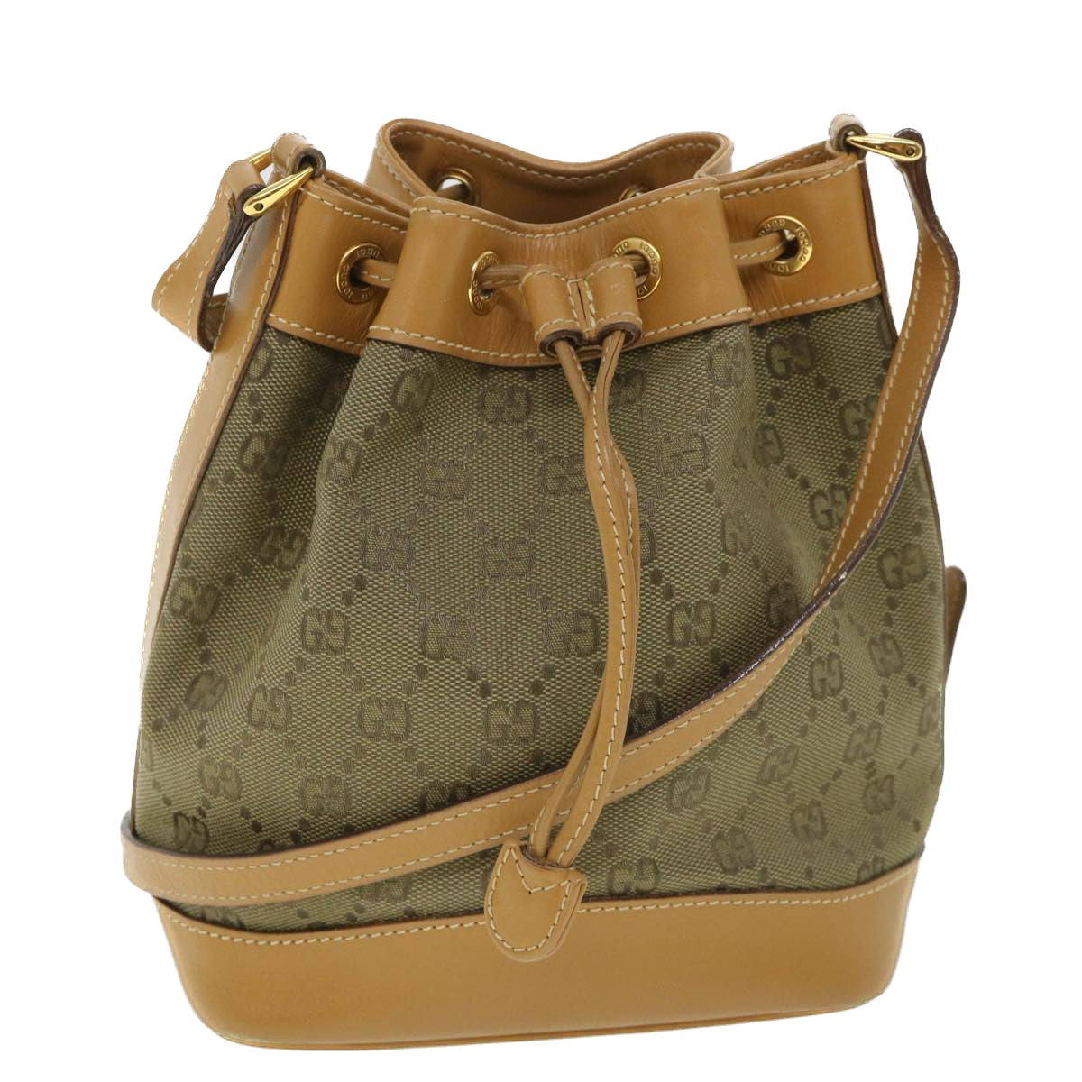 GUCCI GG Canvas Shoulder Bag Khaki Brown Auth ep1871