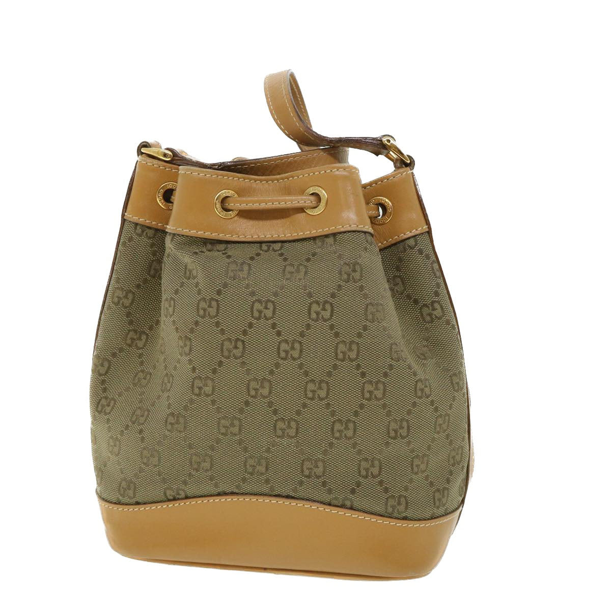 GUCCI GG Canvas Shoulder Bag Khaki Brown Auth ep1871