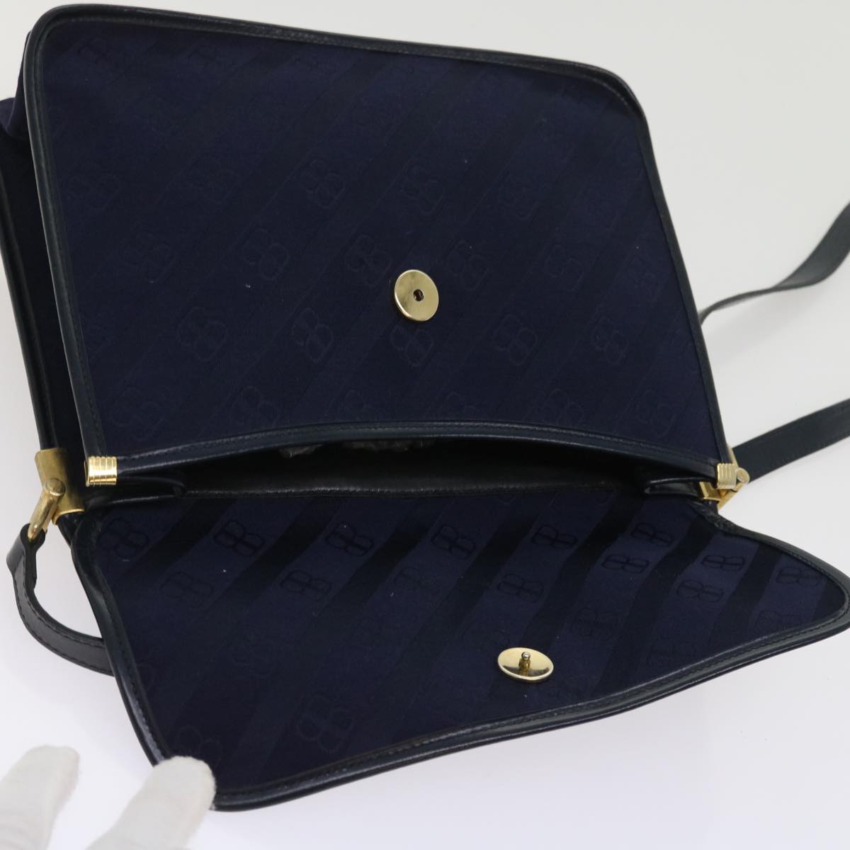 BALENCIAGA Shoulder Bag Canvas Navy Auth ep1966