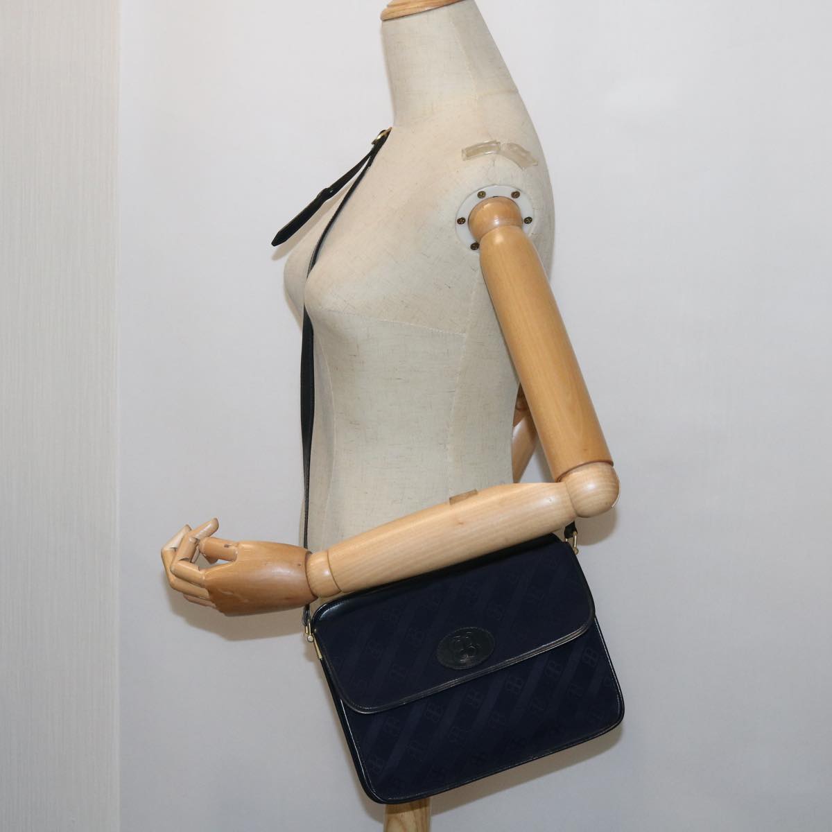 BALENCIAGA Shoulder Bag Canvas Navy Auth ep1966