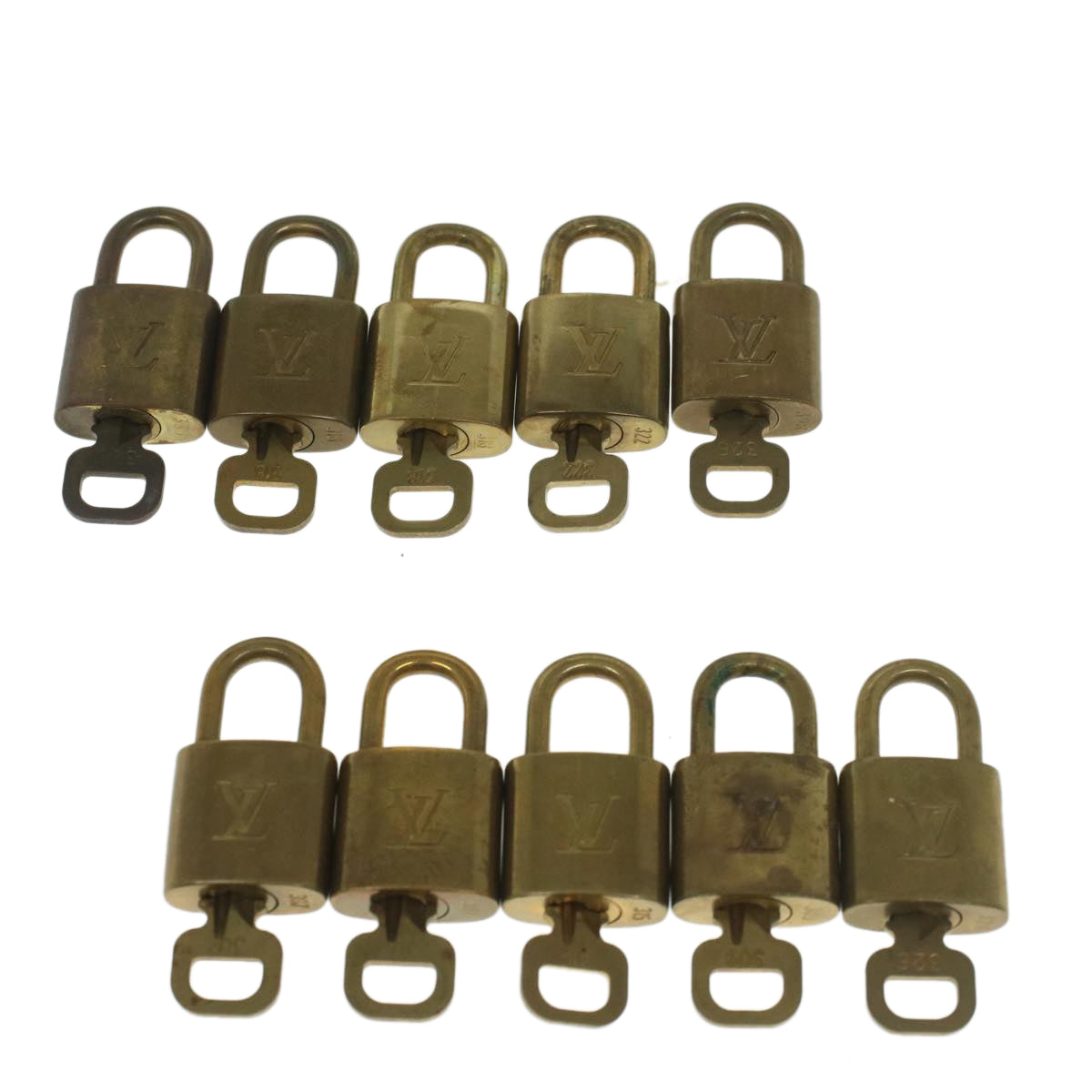 LOUIS VUITTON Padlock 10set Gold Tone LV Auth ep1992