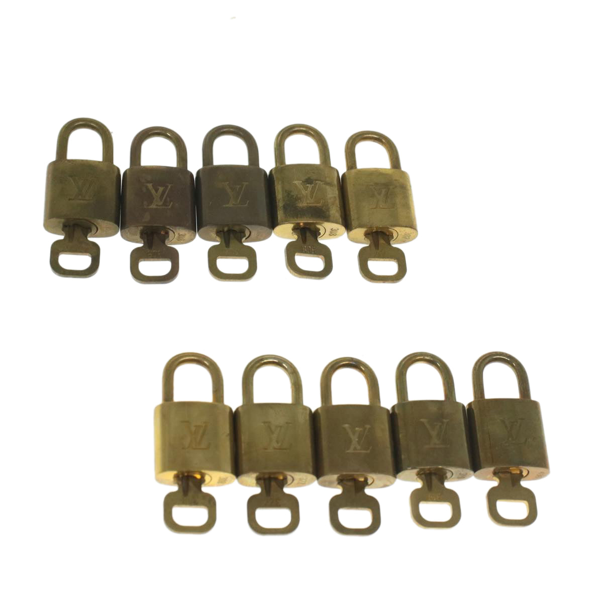 LOUIS VUITTON Padlock 10set Gold Tone LV Auth ep1996